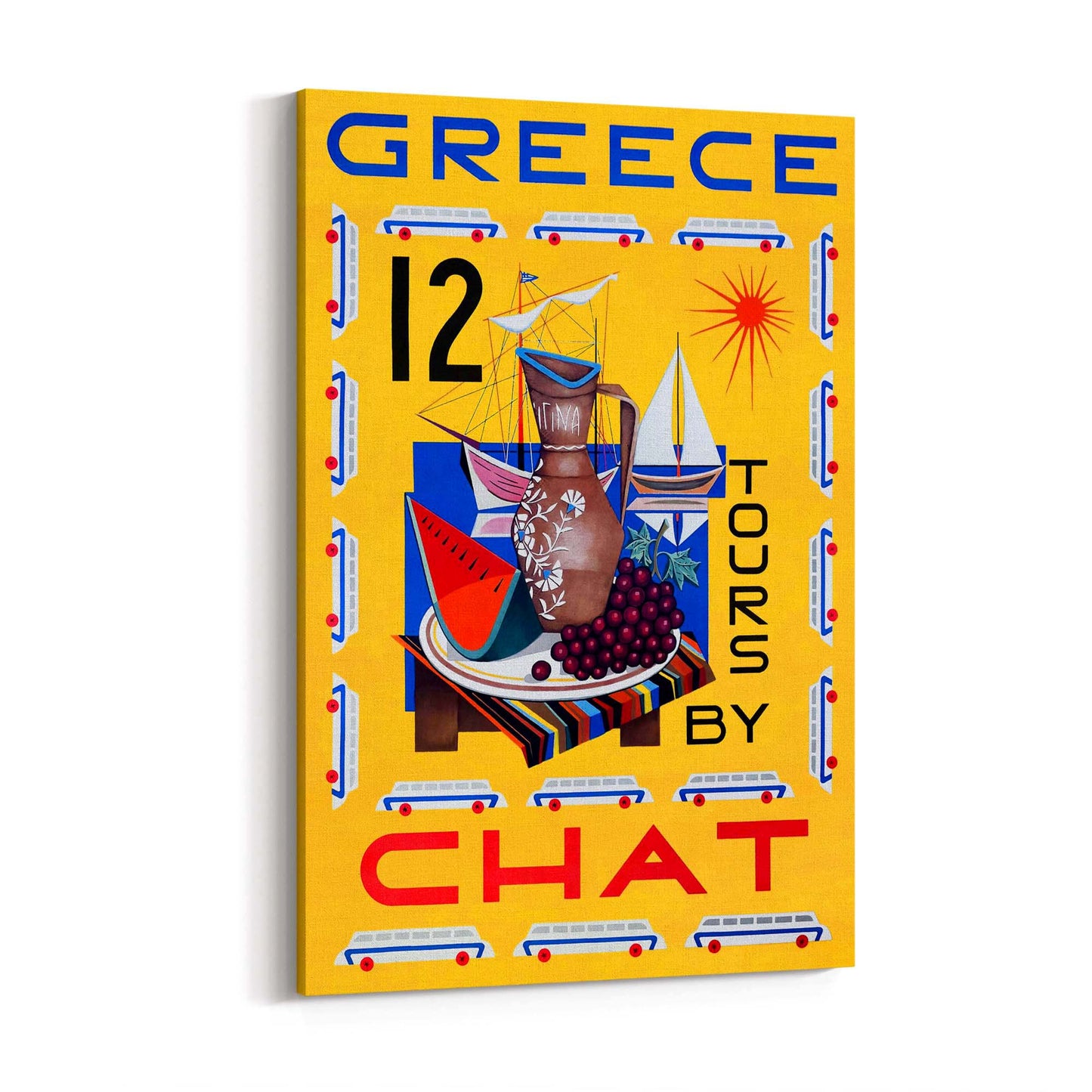 Greece Tours Vintage Travel Advert Wall Art - The Affordable Art Company