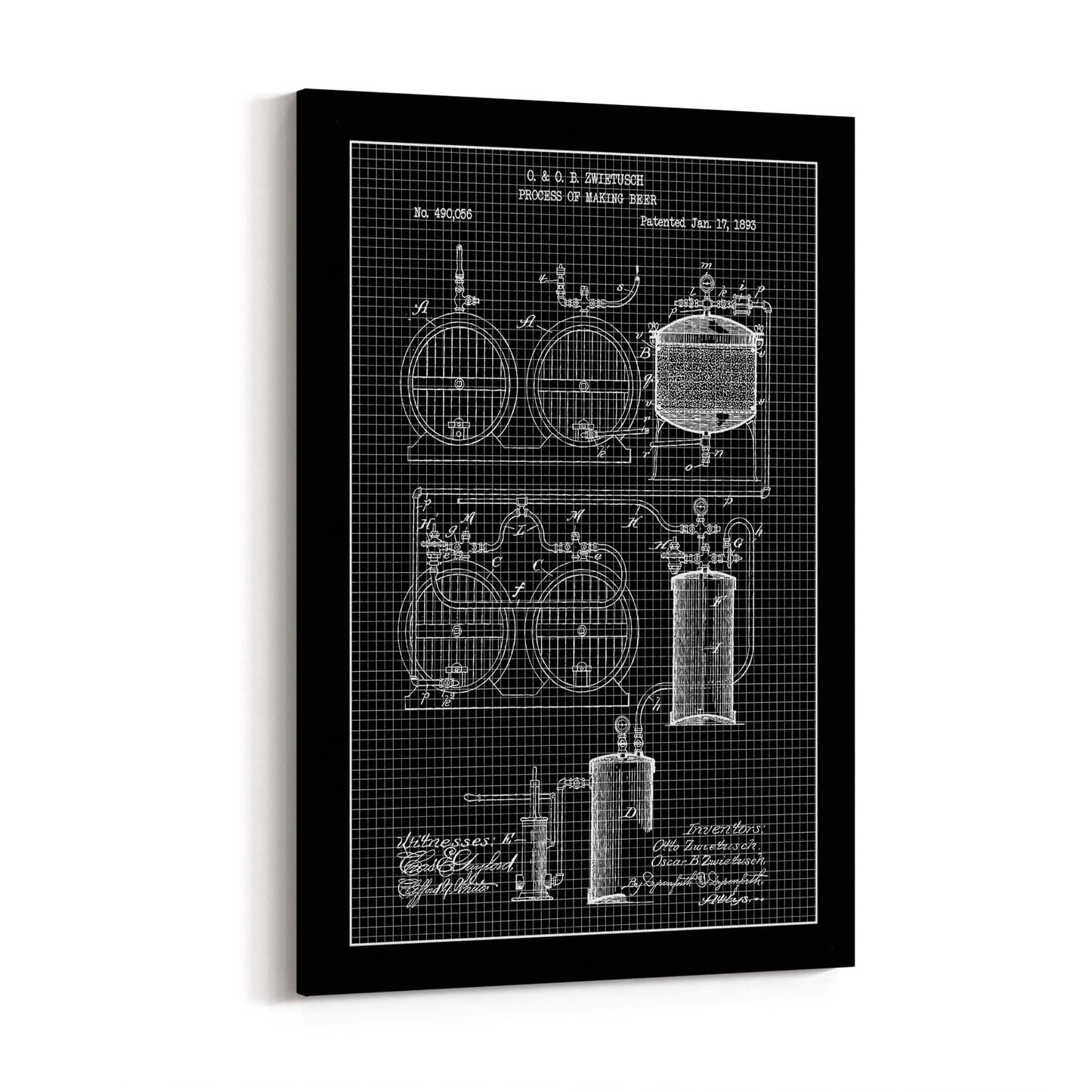 Vintage Beer Making Patent Man Cave Gift Wall Art #1 - The Affordable Art Company