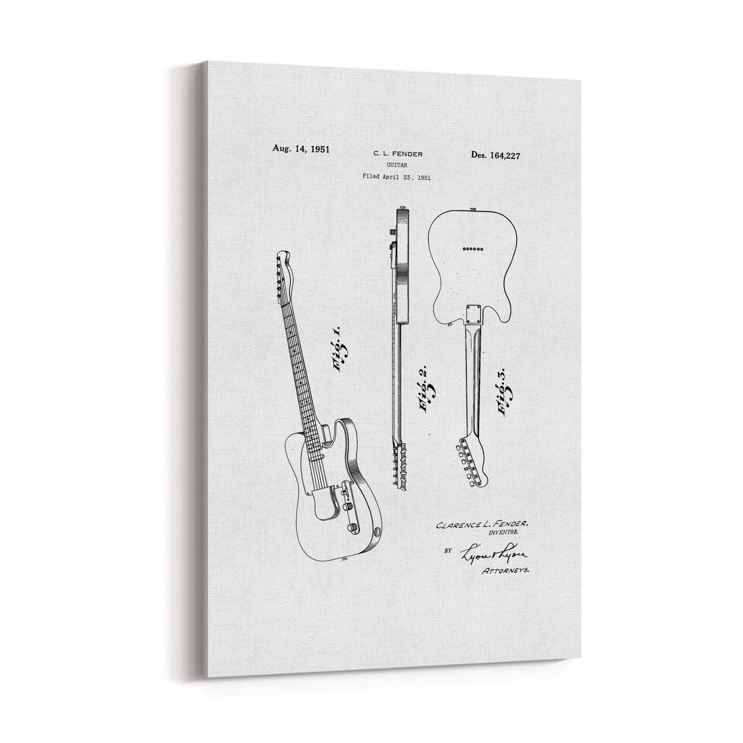 Vintage Telecaster Guitar White Patent Wall Art #2 - The Affordable Art Company