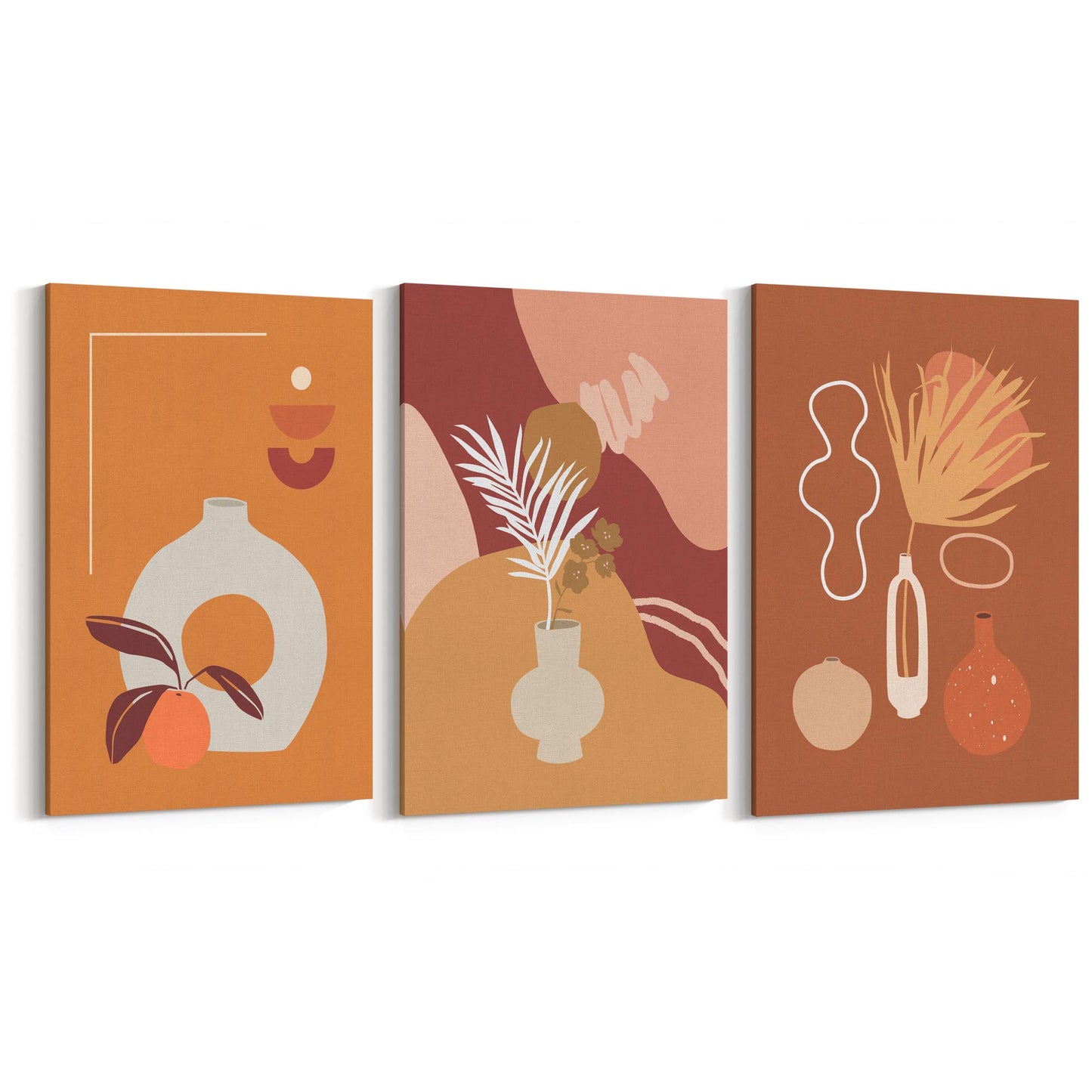 Set of Botanical Abstract Kitchen Hallway Wall Art - The Affordable Art Company