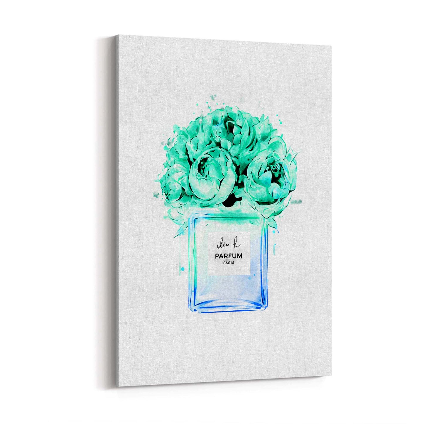 Teal Floral Perfume Bottle Fashion Wall Art #2 - The Affordable Art Company