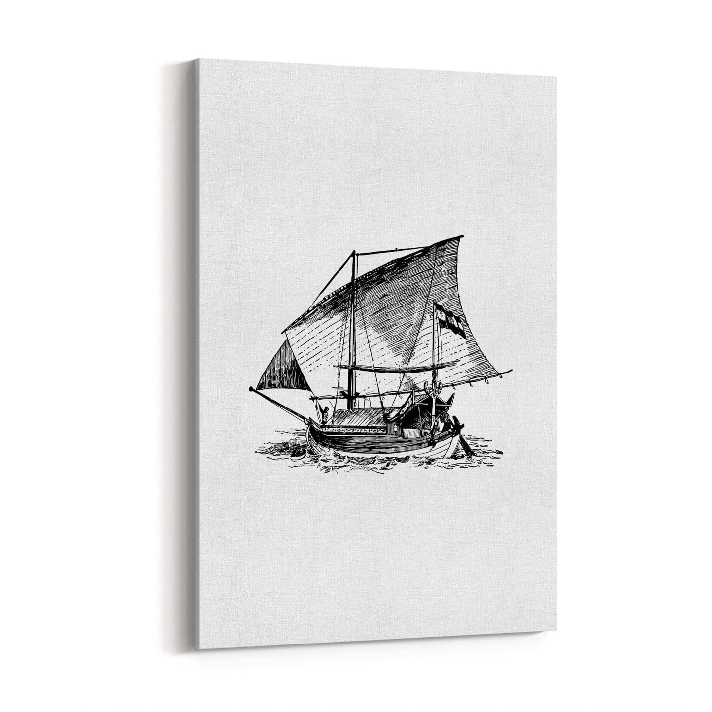 Sail Boat Coastal Drawing Nautical Coast Wall Art #1 - The Affordable Art Company