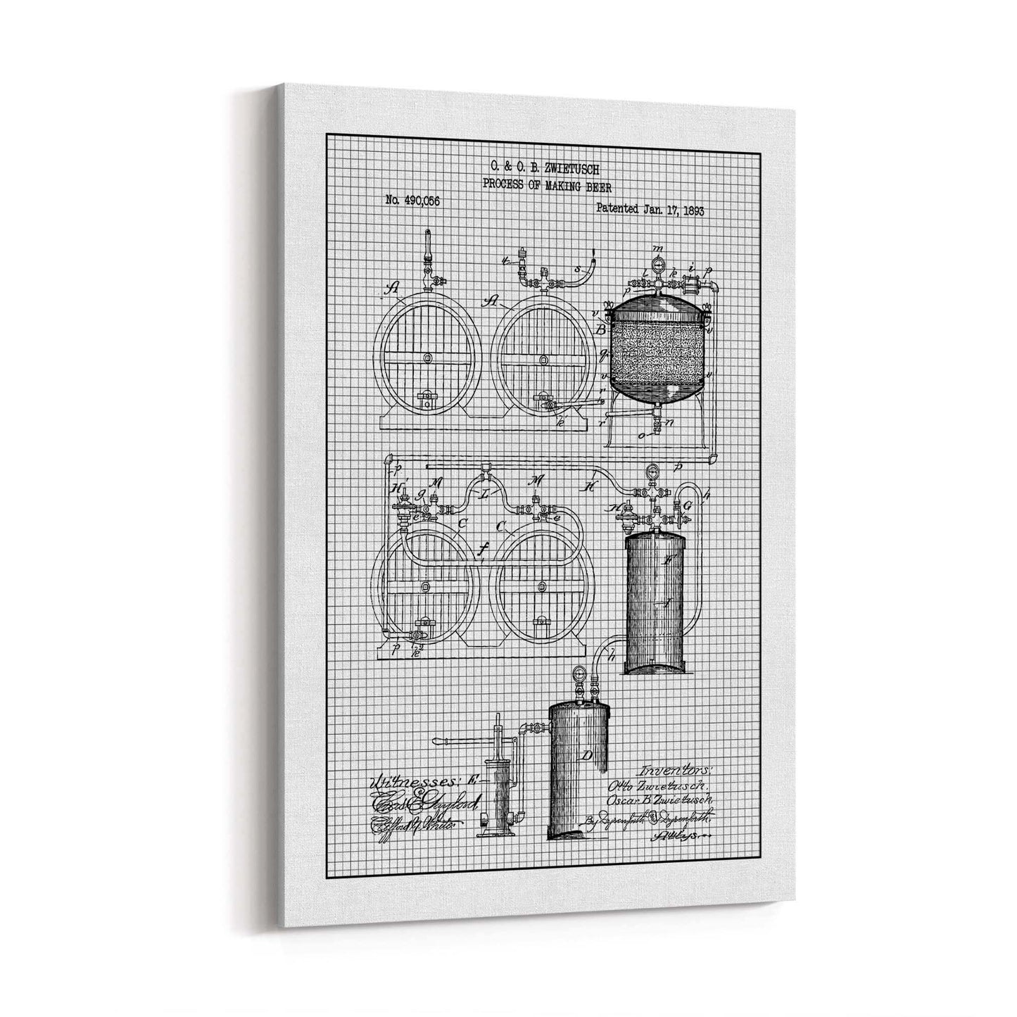 Vintage Beer Making Patent Man Cave Gift Wall Art #2 - The Affordable Art Company