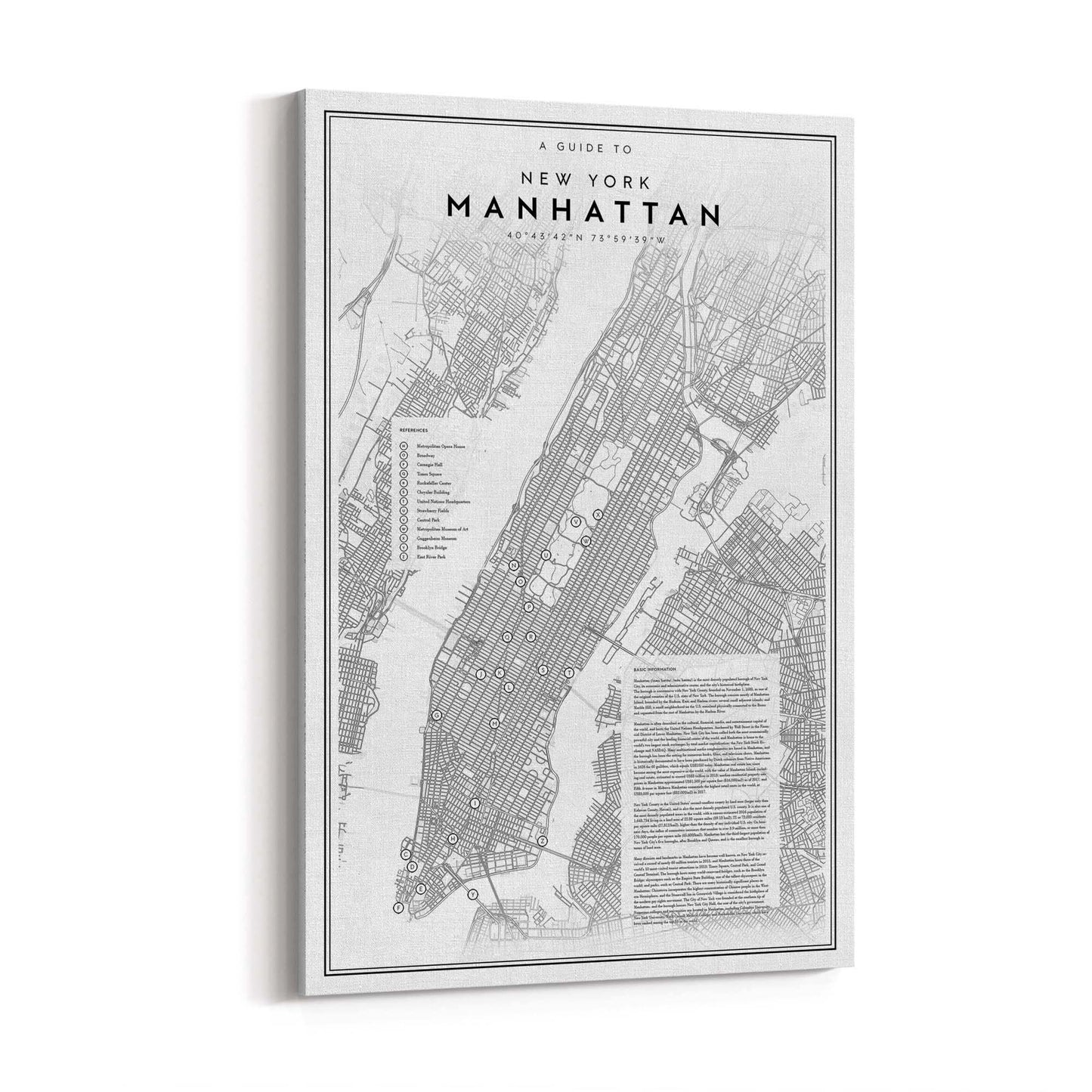 Minimal Manhattan Detailed Map New York Wall Art - The Affordable Art Company