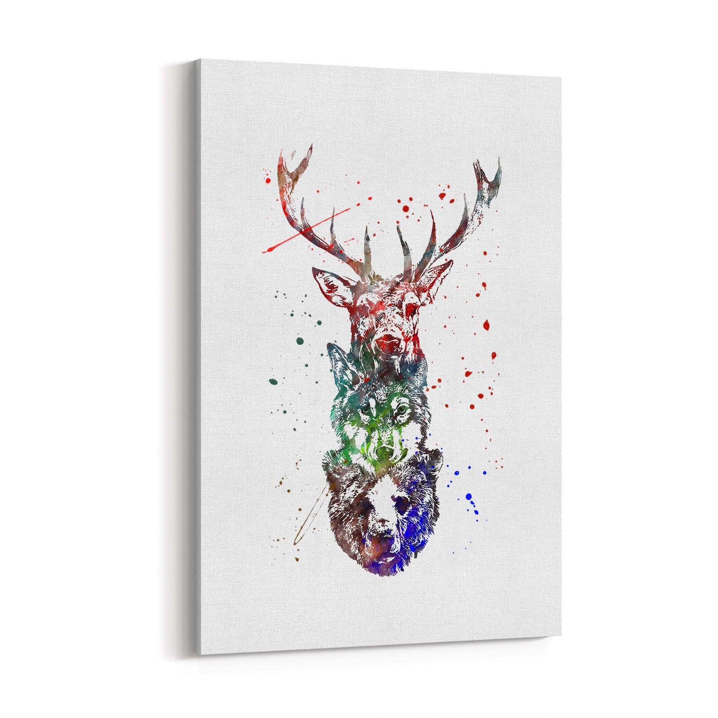 Animal Heads Man Cave Deer Wolf Bear Wall Art - The Affordable Art Company