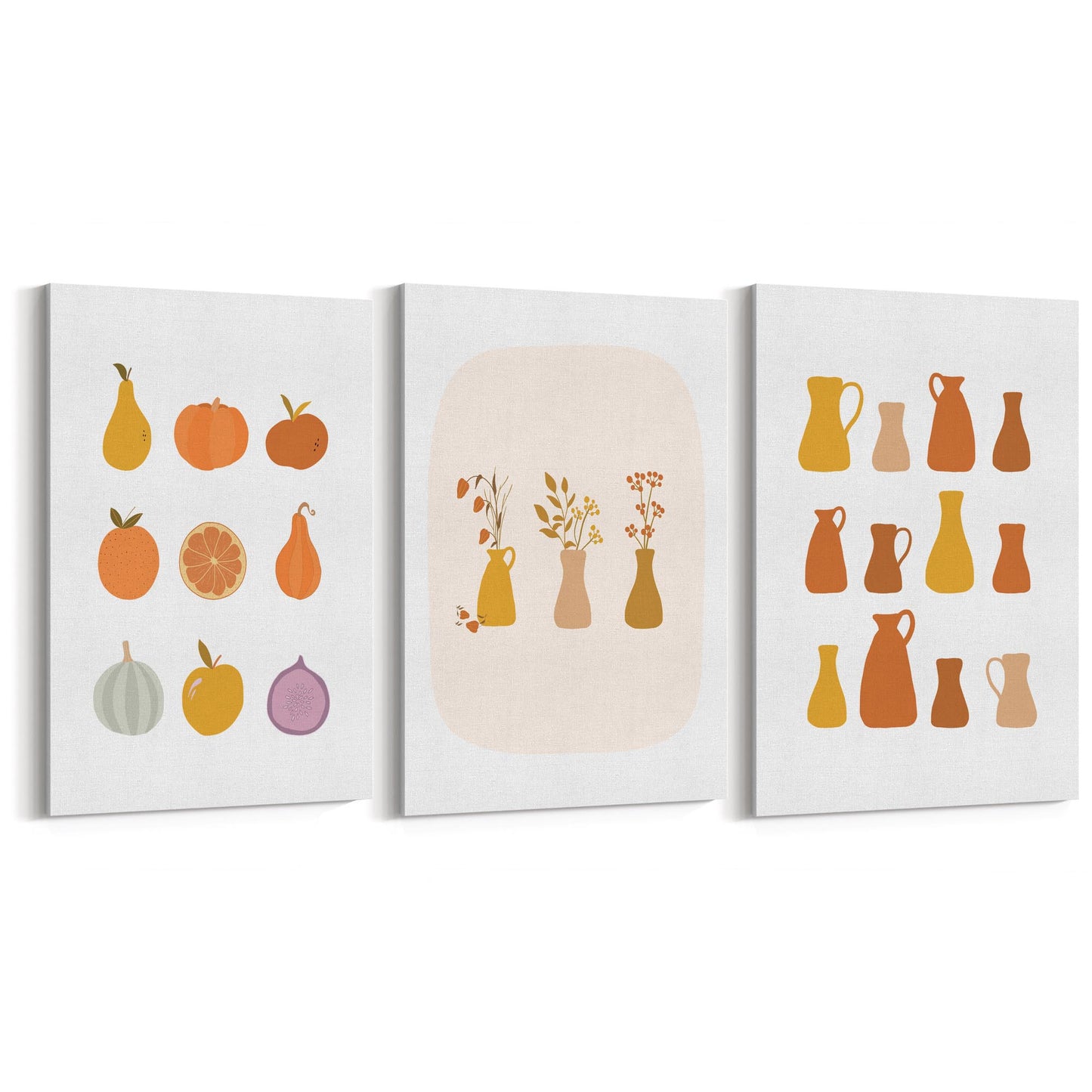 Set of 3 Terracotta Abstract Kitchen Wall Art - The Affordable Art Company