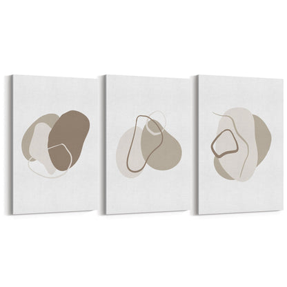 Set of 3 Grey Abstract Shape Wall Art - The Affordable Art Company