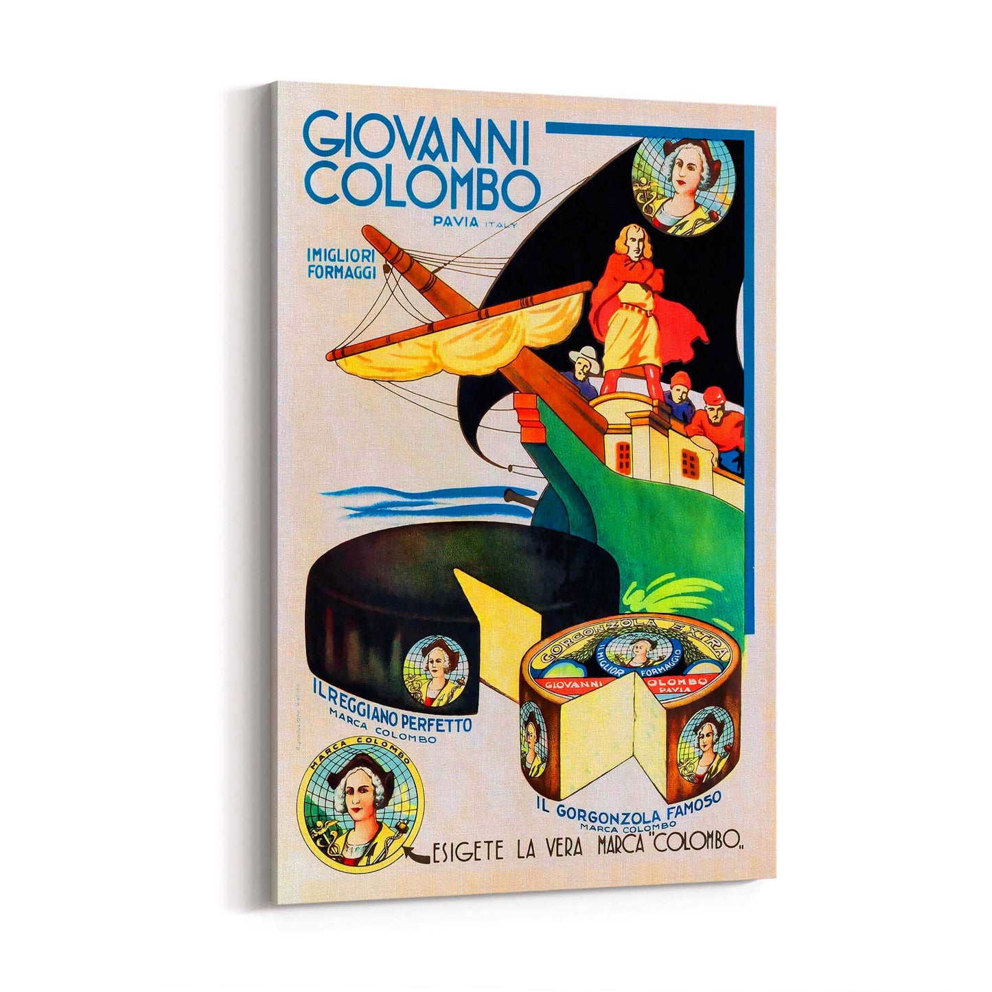Giovanni Columbo Italian Cheese Vintage Food Advert Wall Art - The Affordable Art Company