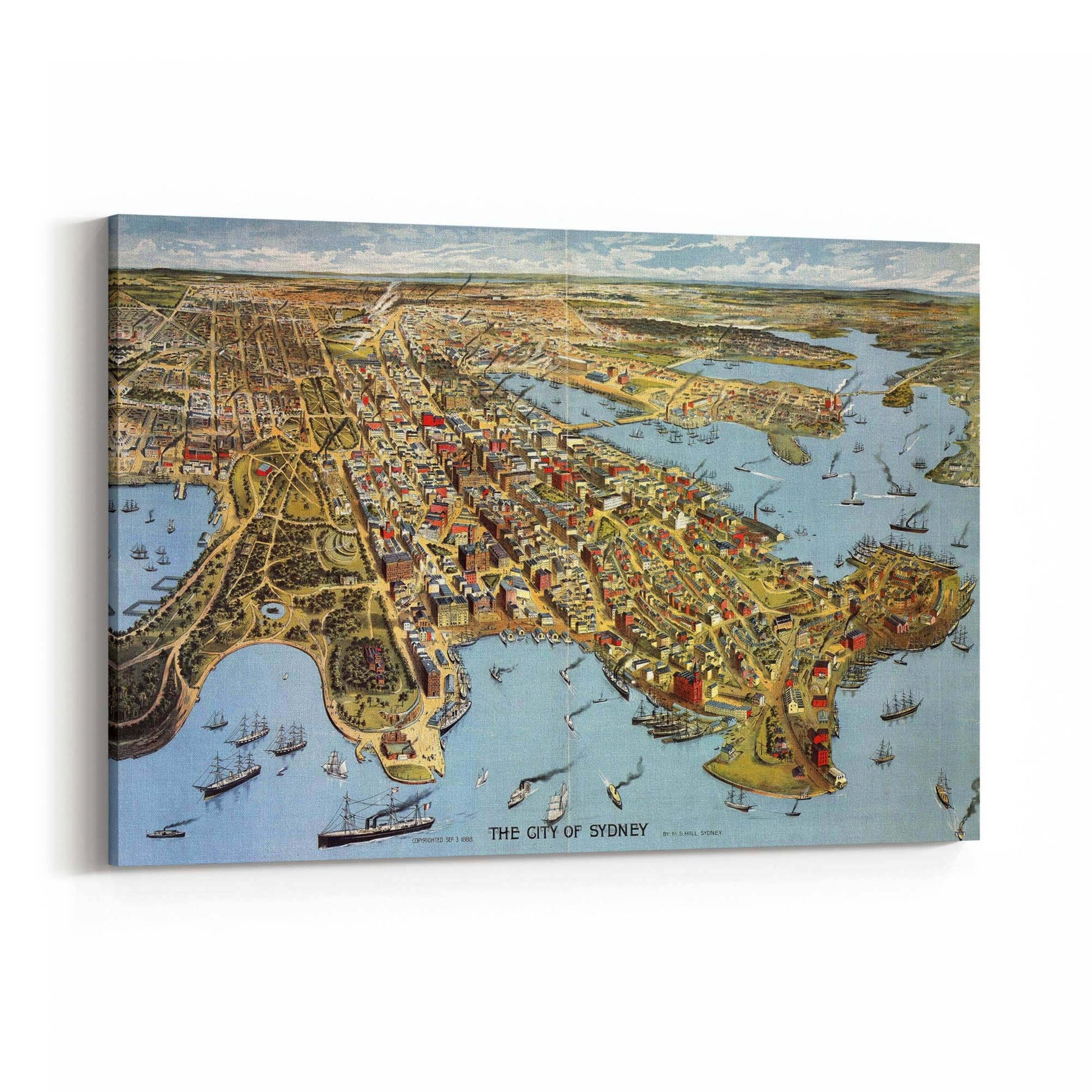 Vintage Sydney Map New South Wales Wall Art - The Affordable Art Company