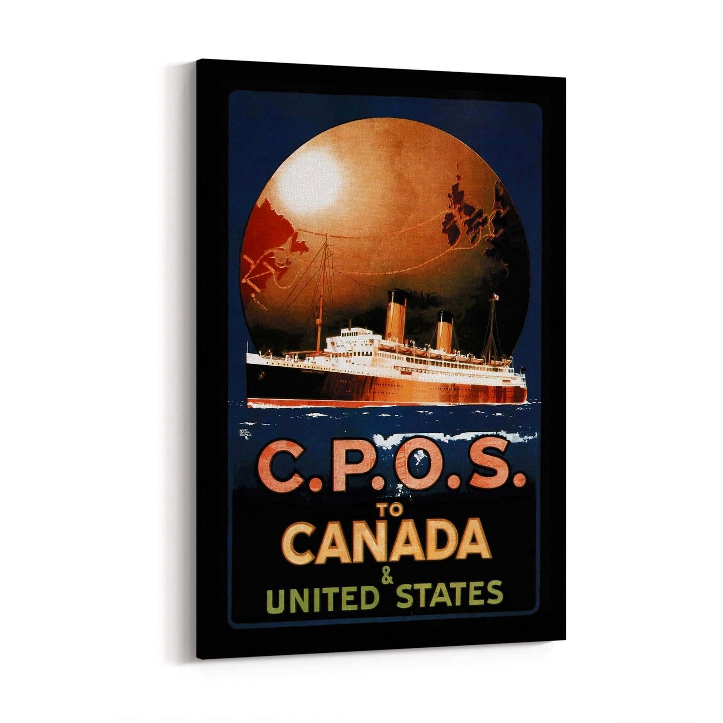 CPOS to Canada Vintage Shipping Advert Wall Art - The Affordable Art Company