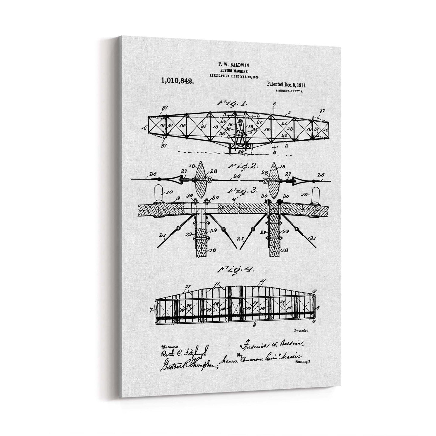 Airplane Patent Vintage Minimal Man Cave Wall Art #3 - The Affordable Art Company