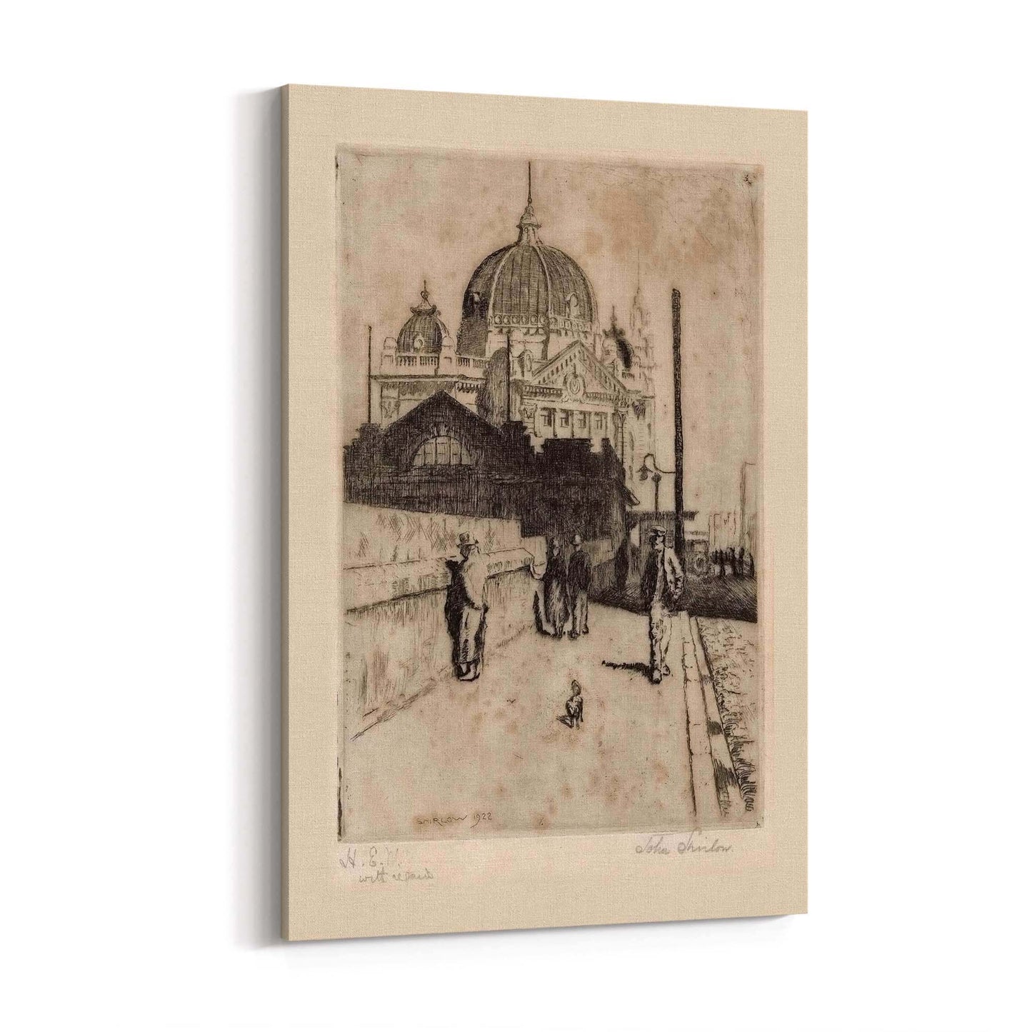 Flinders St Station Melbourne Vintage Drawing Art #2 - The Affordable Art Company