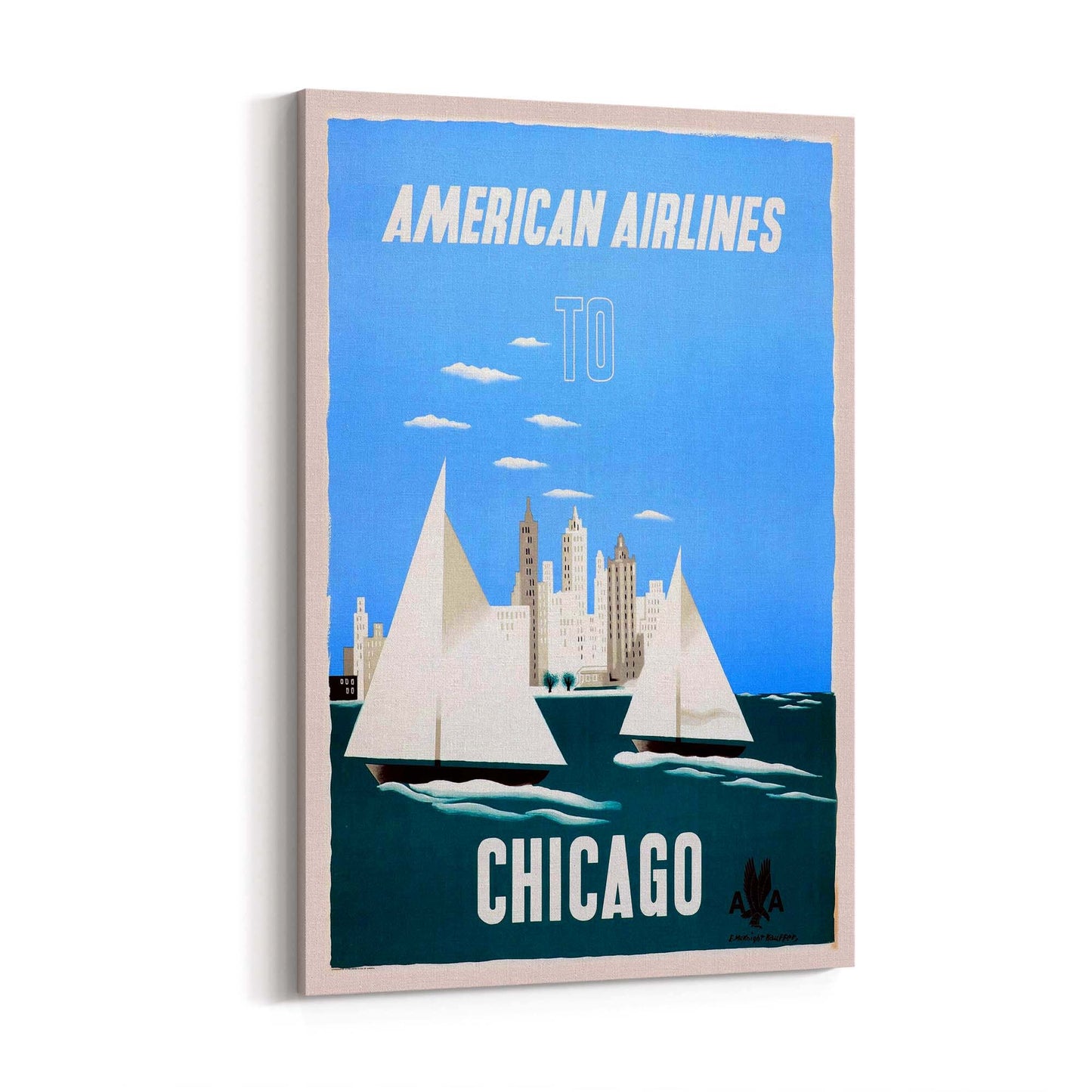 American Airlines - Chicago Vintage Travel Wall Art - The Affordable Art Company