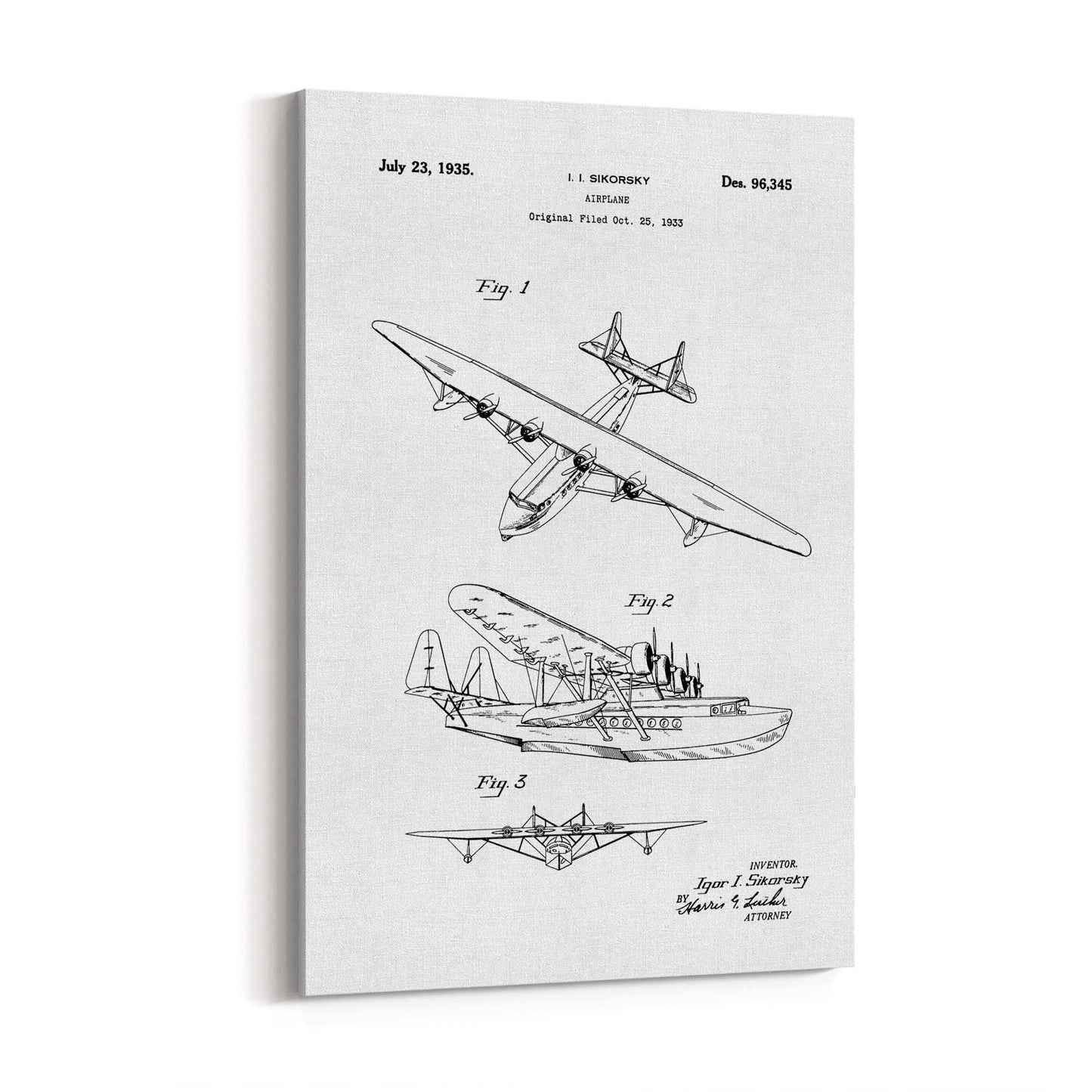 Airplane Patent Vintage Minimal Man Cave Wall Art #11 - The Affordable Art Company