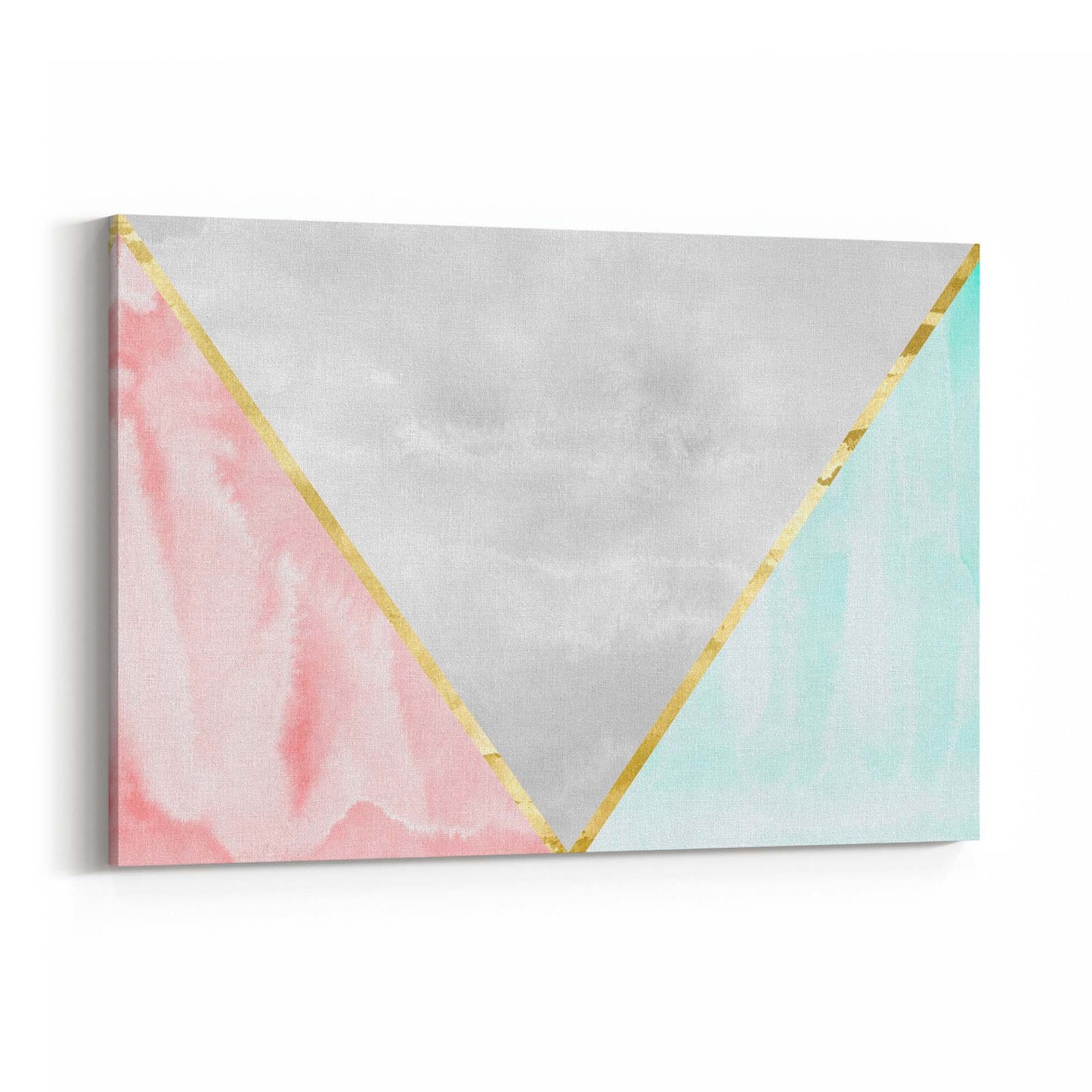 Abstract Pink and Blue Geometric Minimal Wall Art - The Affordable Art Company