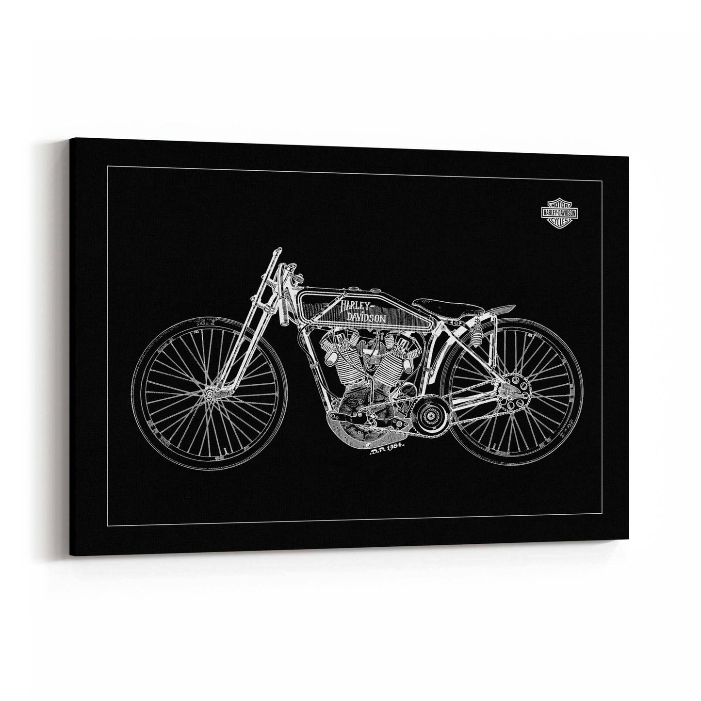 Harley Davidson Motorcycle Patent Black Wall Art - The Affordable Art Company