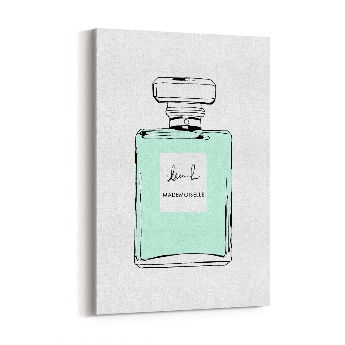 Green Minimal Perfume Bottle Fashion Wall Art - The Affordable Art Company