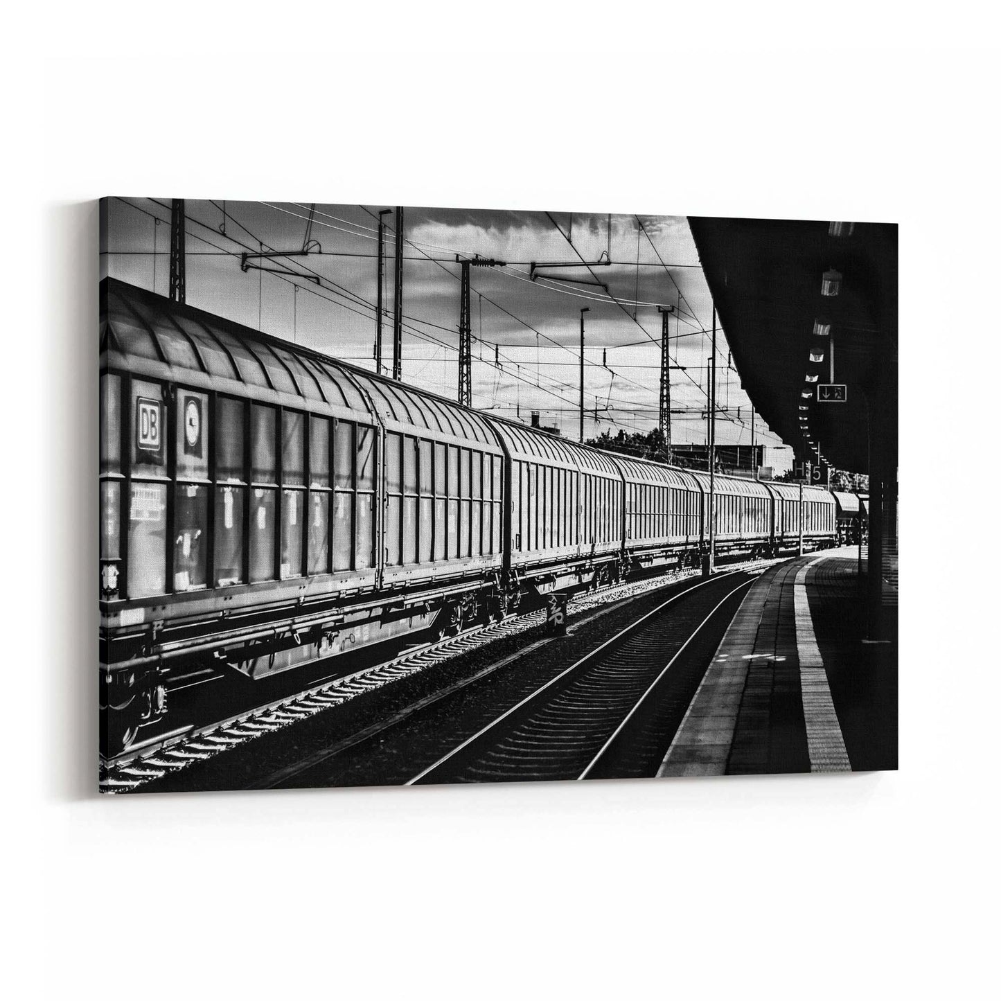 Freight Train Black and White Photograph Wall Art - The Affordable Art Company