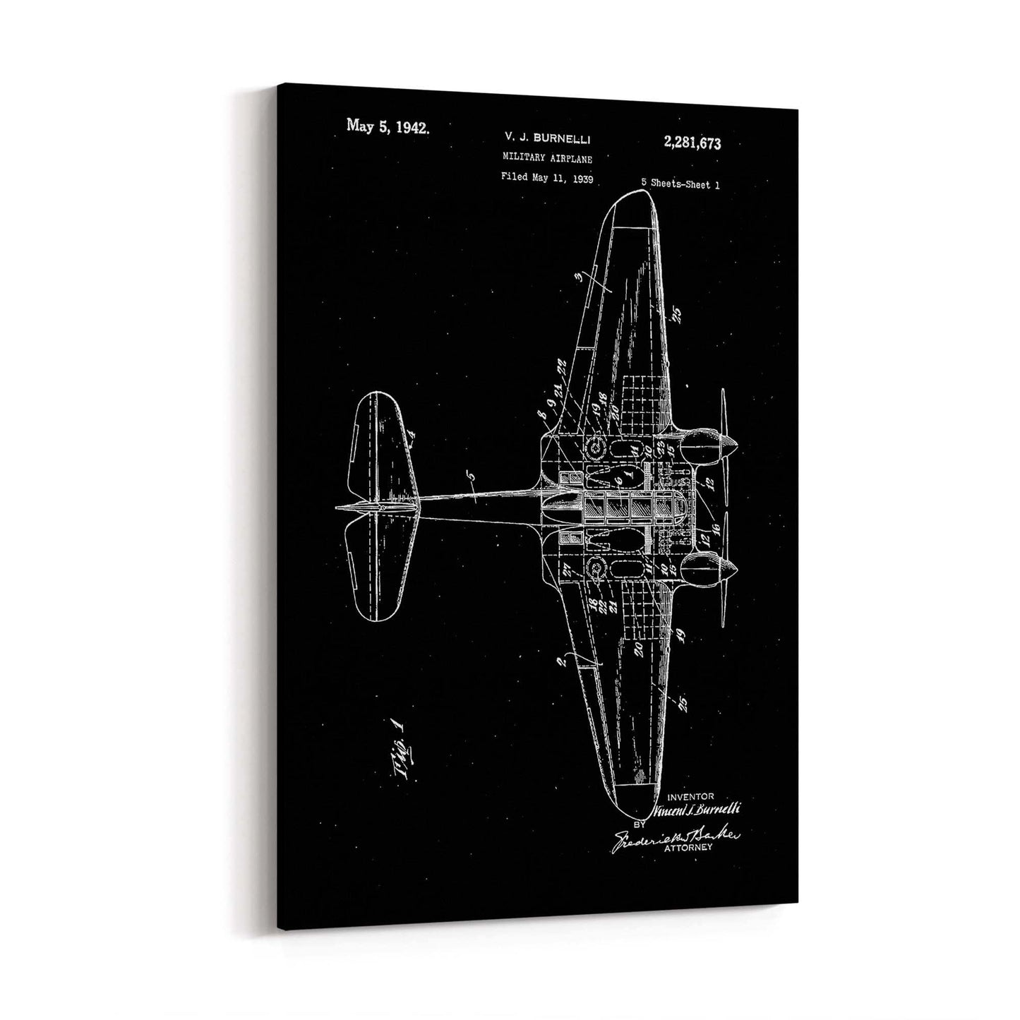 Airplane Patent Vintage Minimal Man Cave Wall Art #4 - The Affordable Art Company