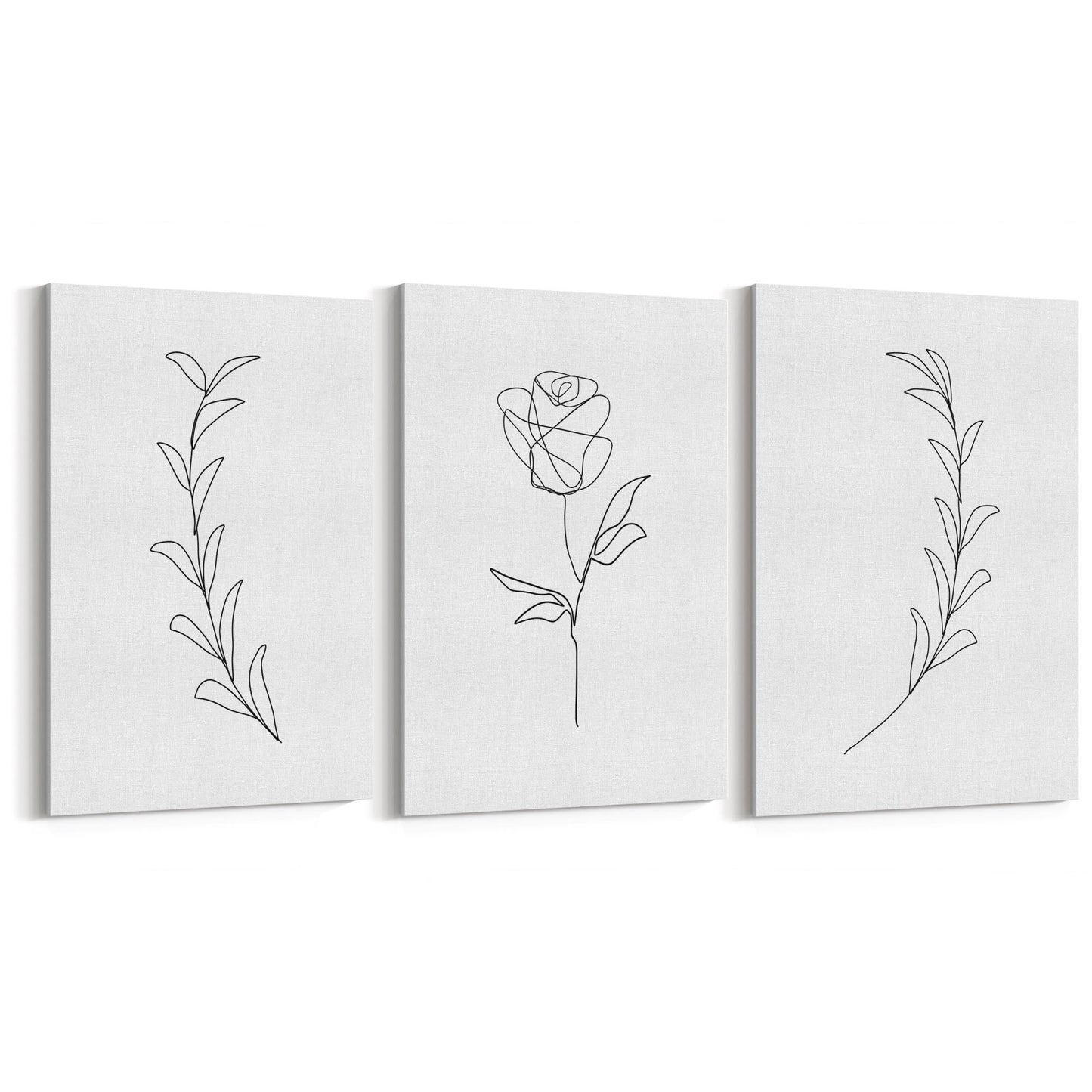 Set of Minimal Flower Line Drawings Wall Art #3 - The Affordable Art Company