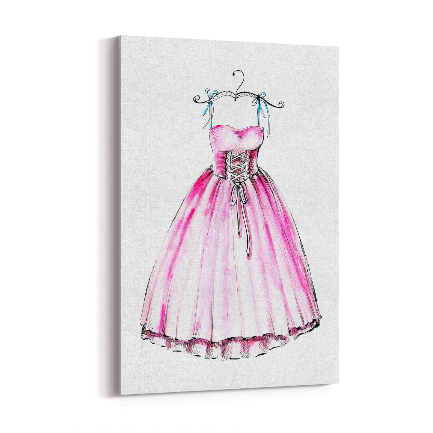 Pink Ballet Dress Girls Bedroom Ballerina Wall Art - The Affordable Art Company