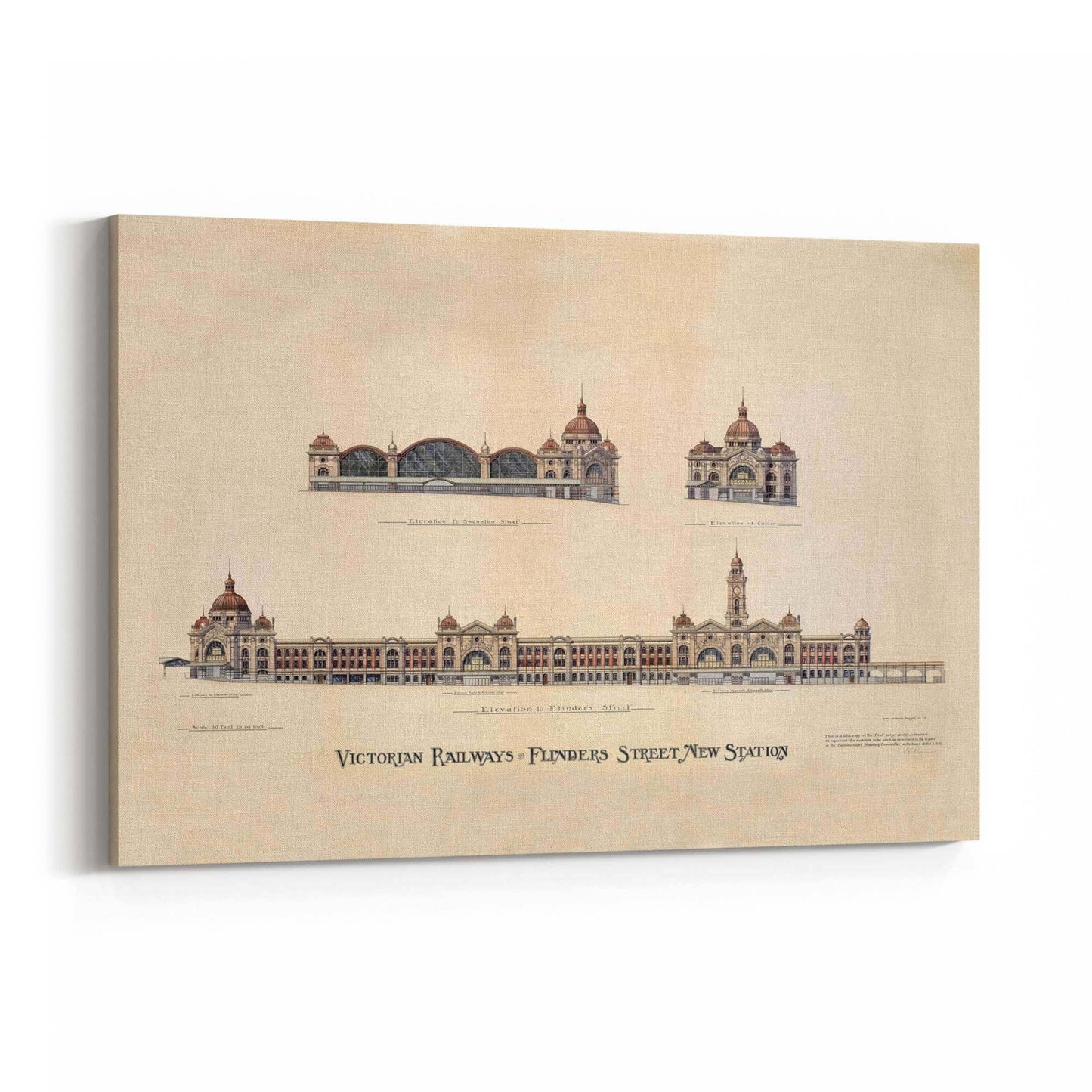 Flinders St Station Melbourne Vintage Drawing Art #1 - The Affordable Art Company