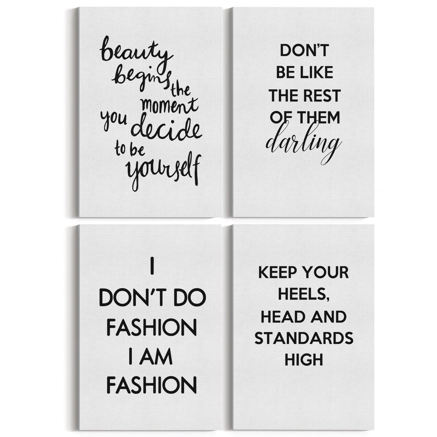 Set of 4 Inspirational Fashion Quotes Bedroom Wall Art - The Affordable Art Company