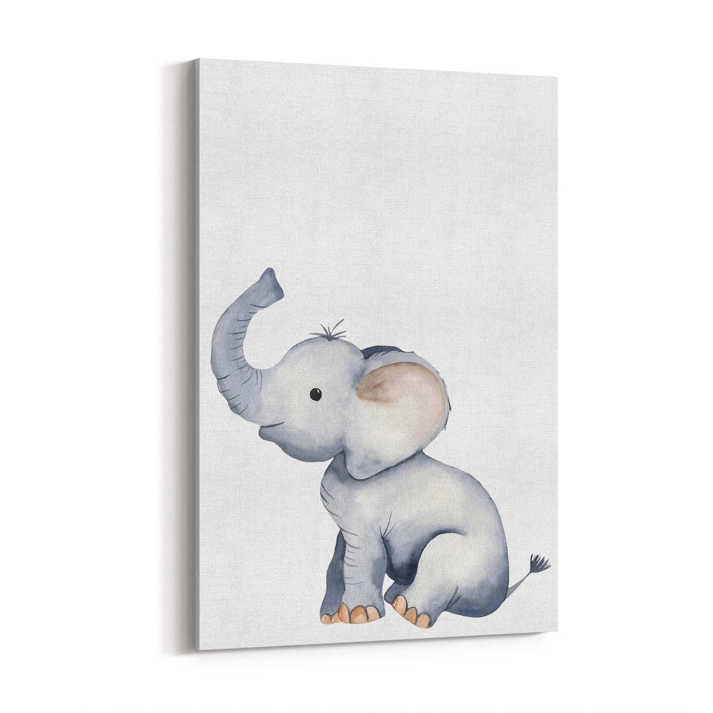 Cartoon Elephant Cute Nursery Baby Animal Wall Art #1 - The Affordable Art Company