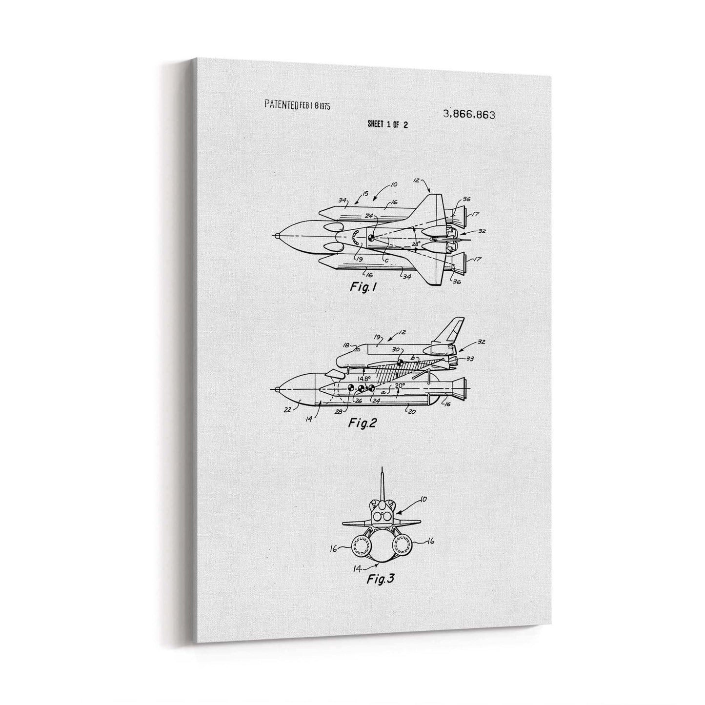 Vintage Space Shuttle Patent Wall Art #2 - The Affordable Art Company