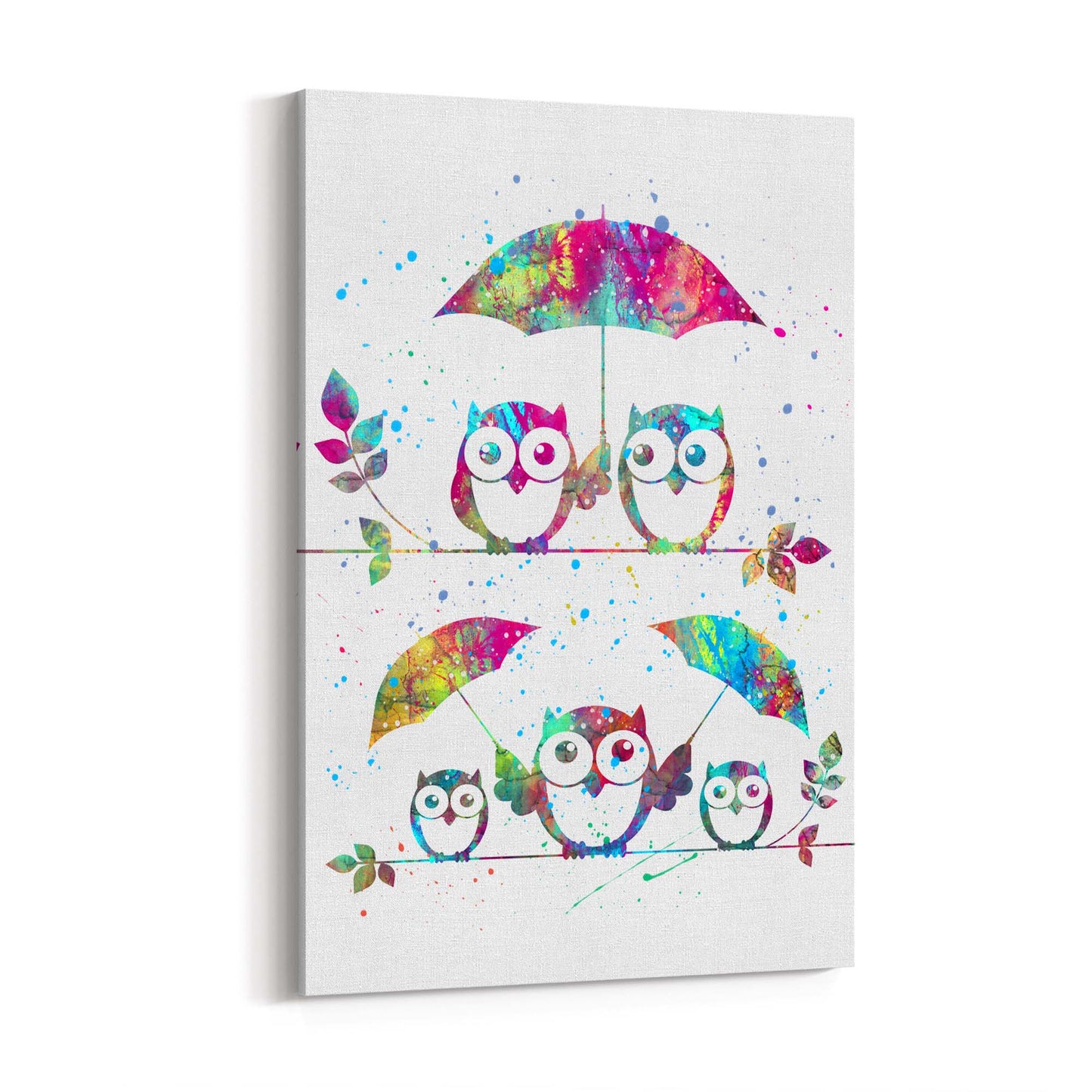 Owl Painting Portrait Minimal Black Wall Art #2 - The Affordable Art Company