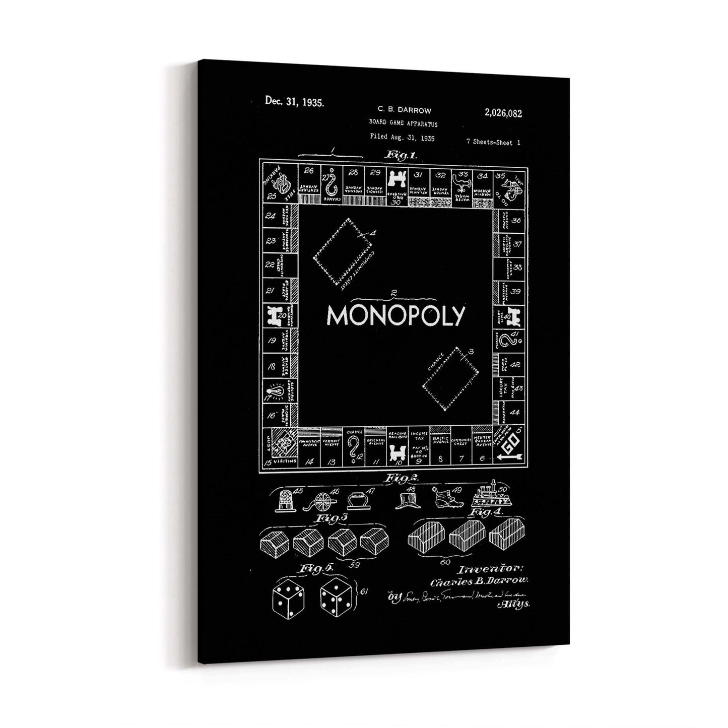 Vintage Monopoly Patent Black Patent Wall Art #1 - The Affordable Art Company