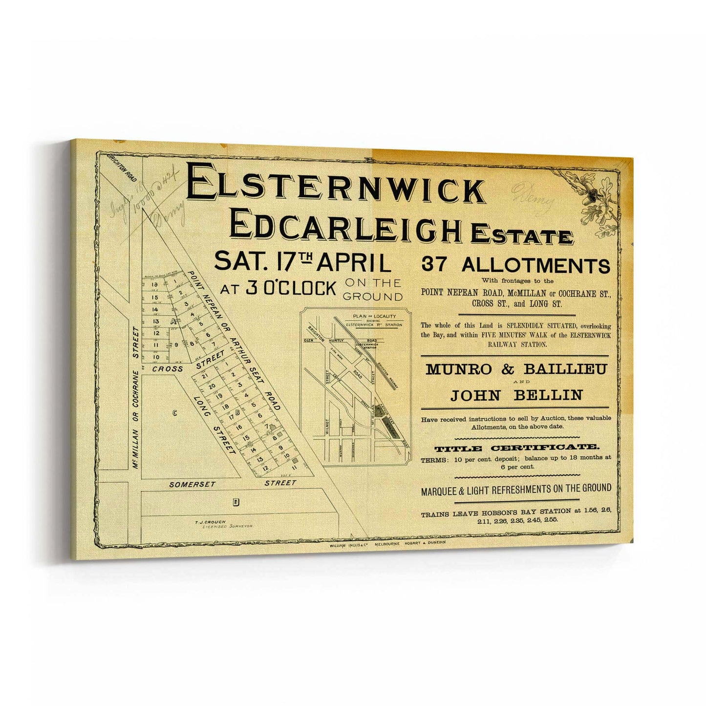 Elsternwick Melbourne Vintage Real Estate Advert Art - The Affordable Art Company
