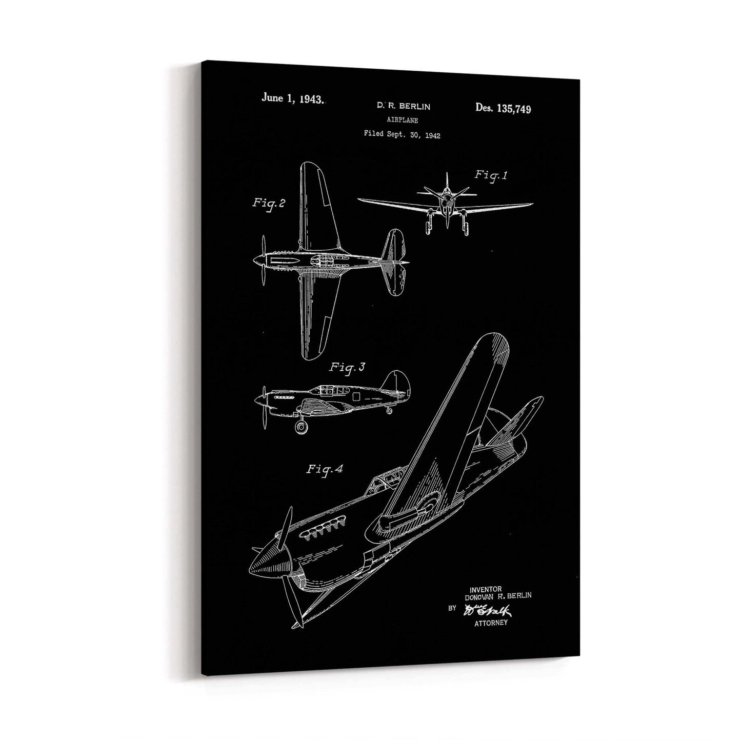 Airplane Patent Vintage Minimal Man Cave Wall Art #6 - The Affordable Art Company