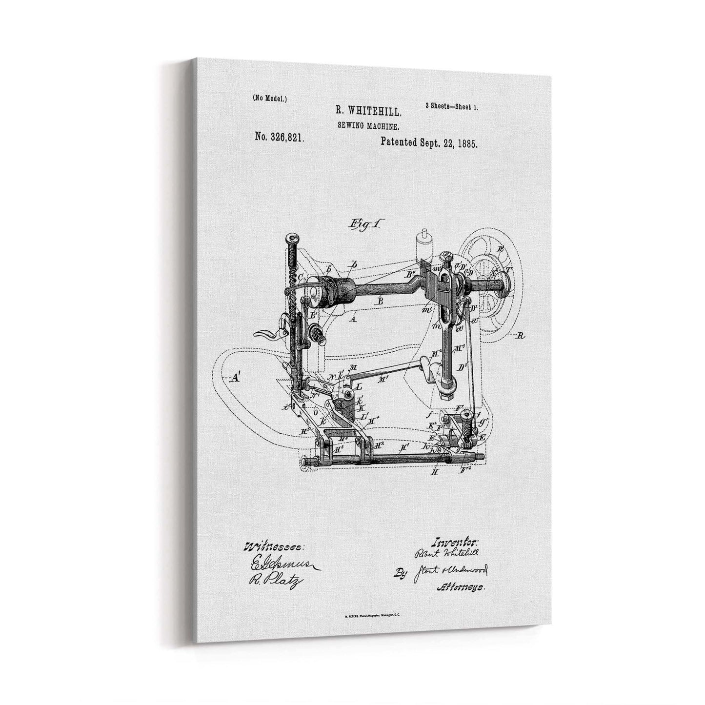 Vintage Sewing Machine Patent Wall Art #2 - The Affordable Art Company