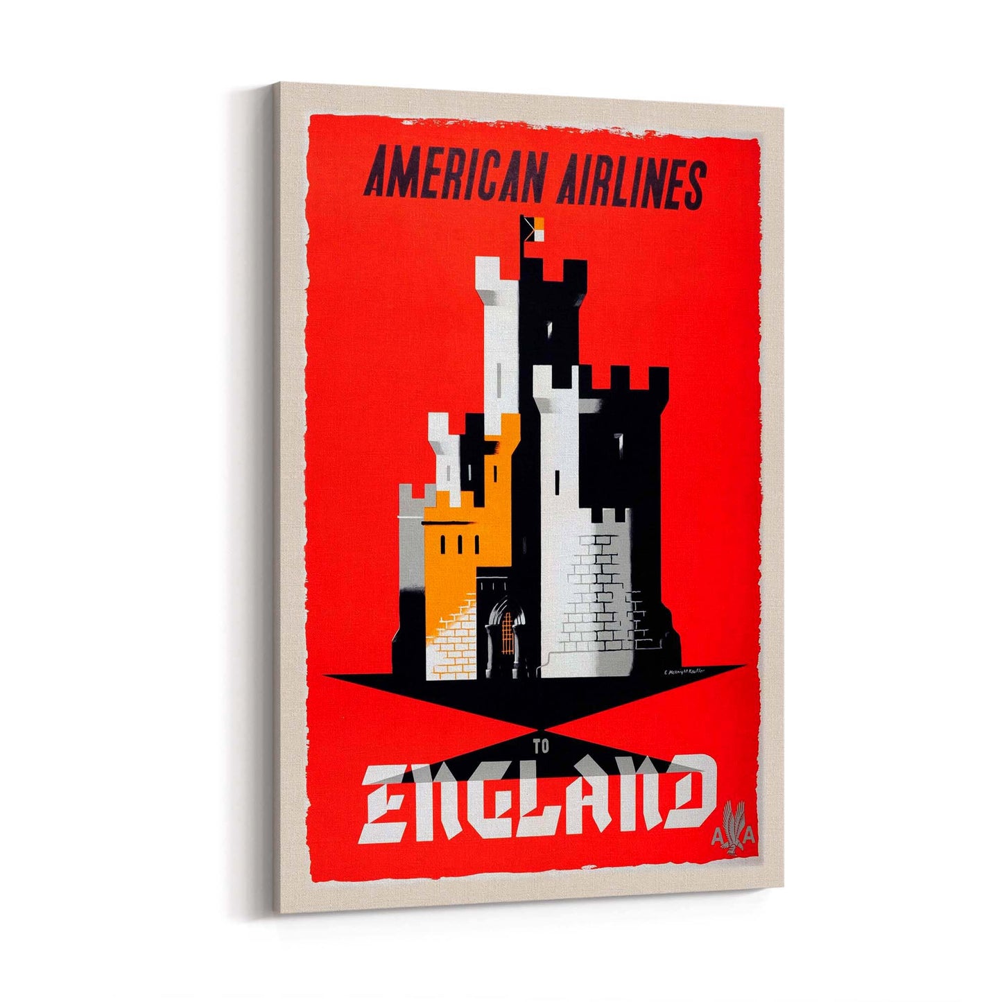 American Airlines - England Vintage Travel Wall Art - The Affordable Art Company