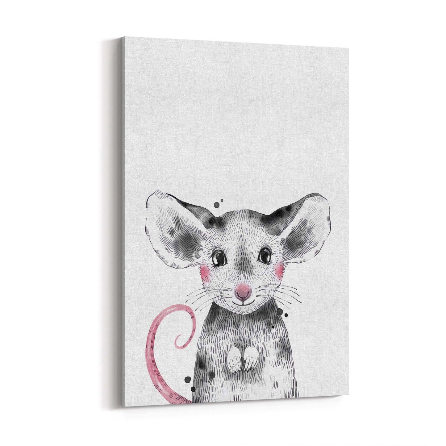 Cute Blushing Baby Mouse Nursery Animal Wall Art - The Affordable Art Company