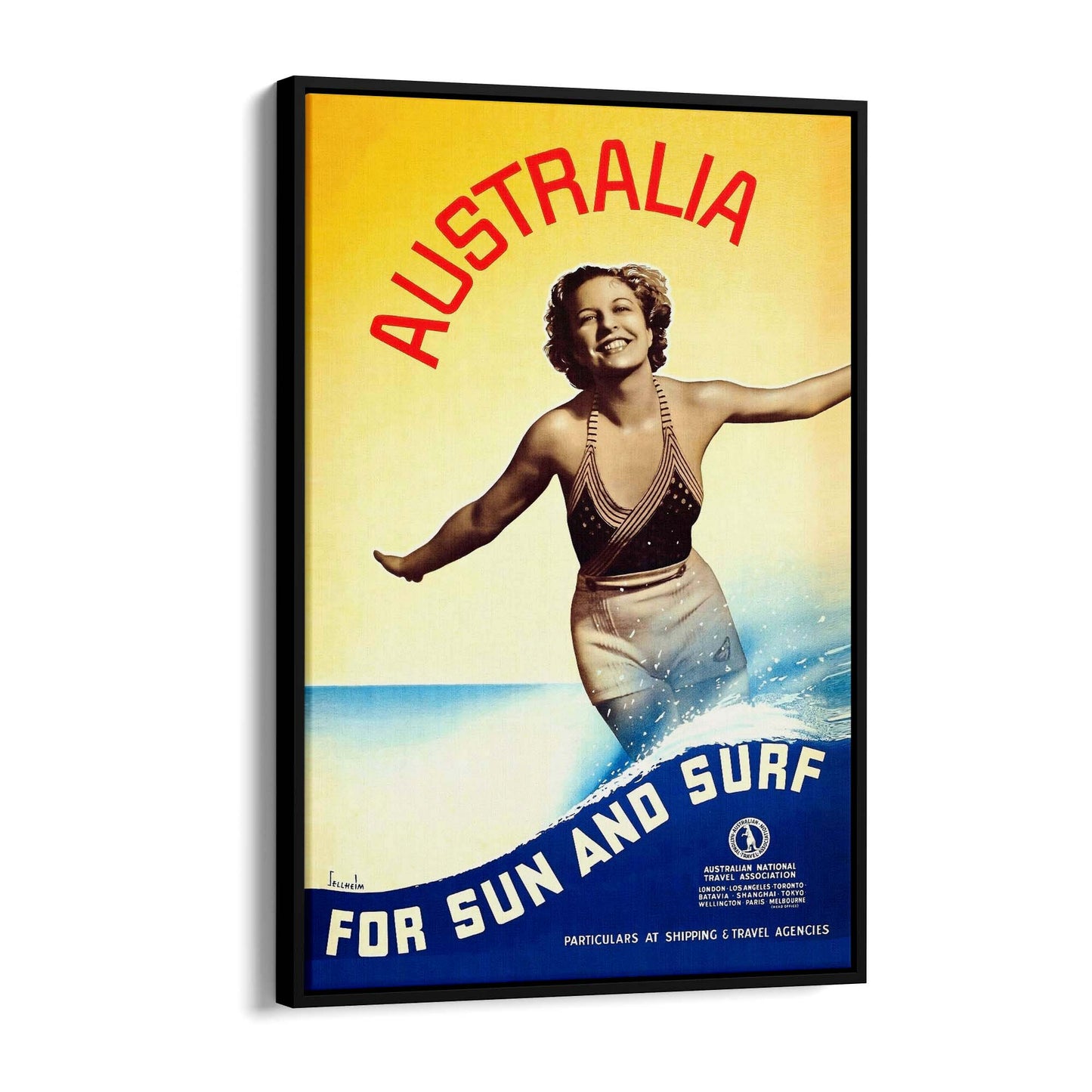 Vintage Australia Sun & Surf Travel Advert Wall Art - The Affordable Art Company