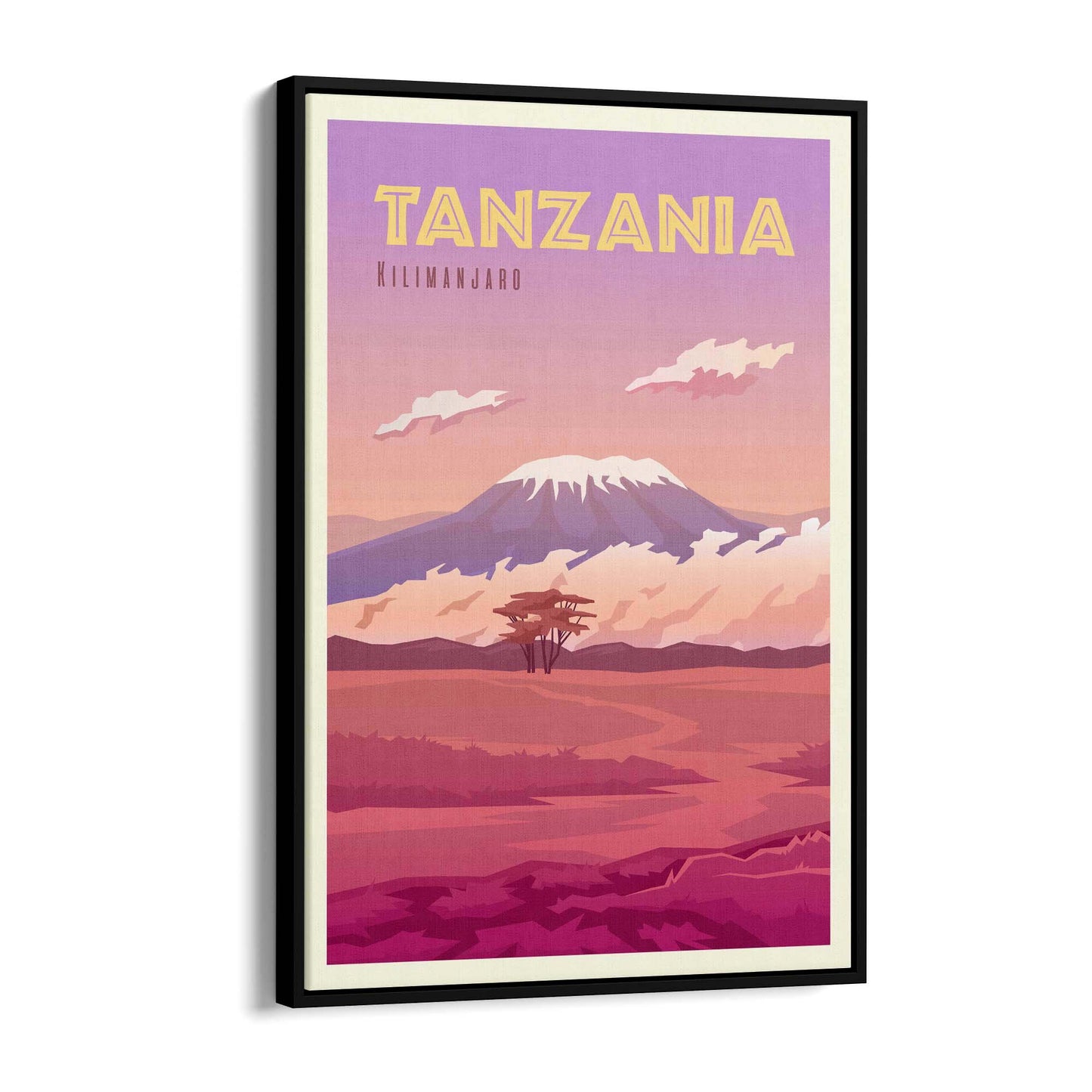 Retro Kilimanjaro, Tanzania Travel Vintage Wall Art - The Affordable Art Company