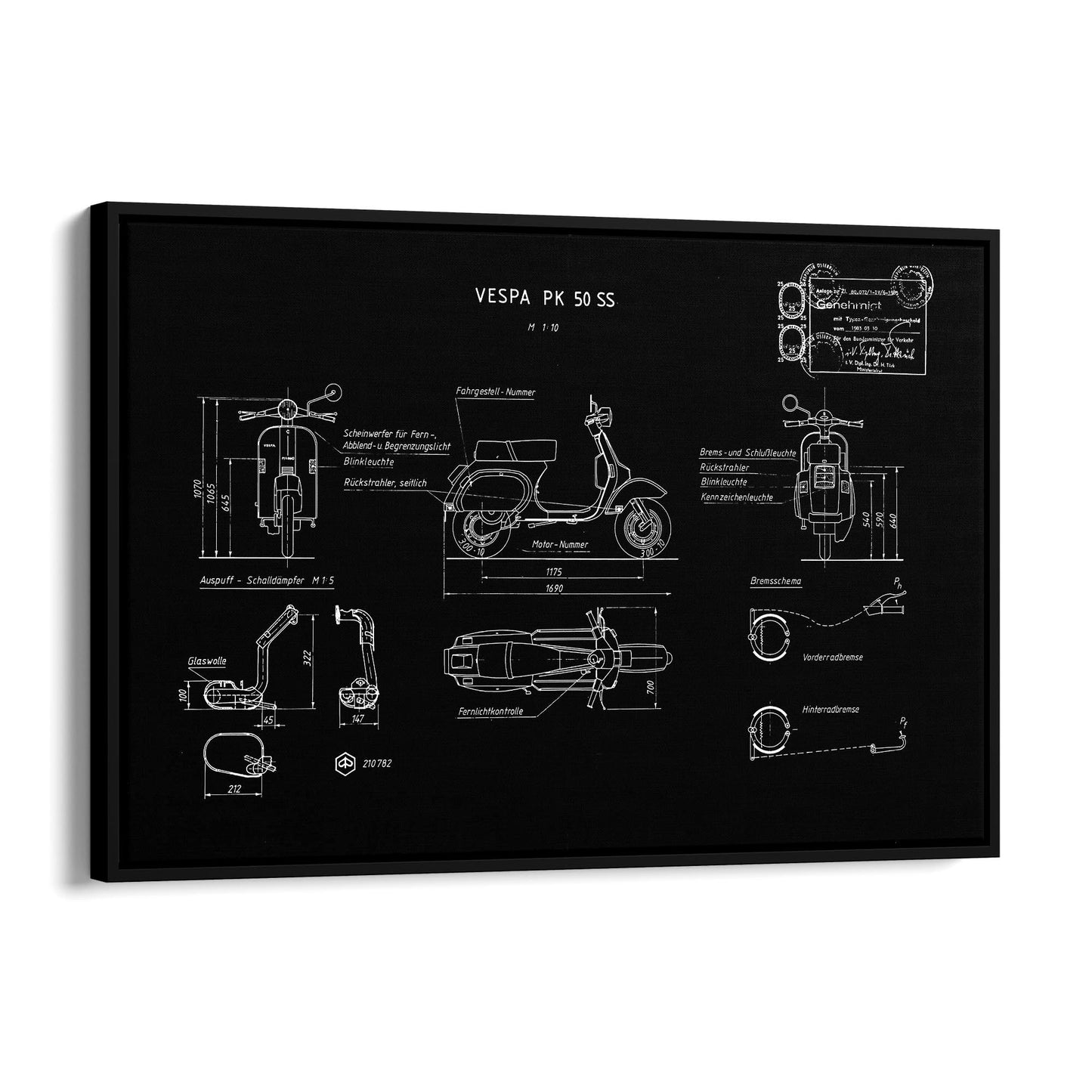 Vintage Vespa Patent Black Patent Wall Art #1 - The Affordable Art Company