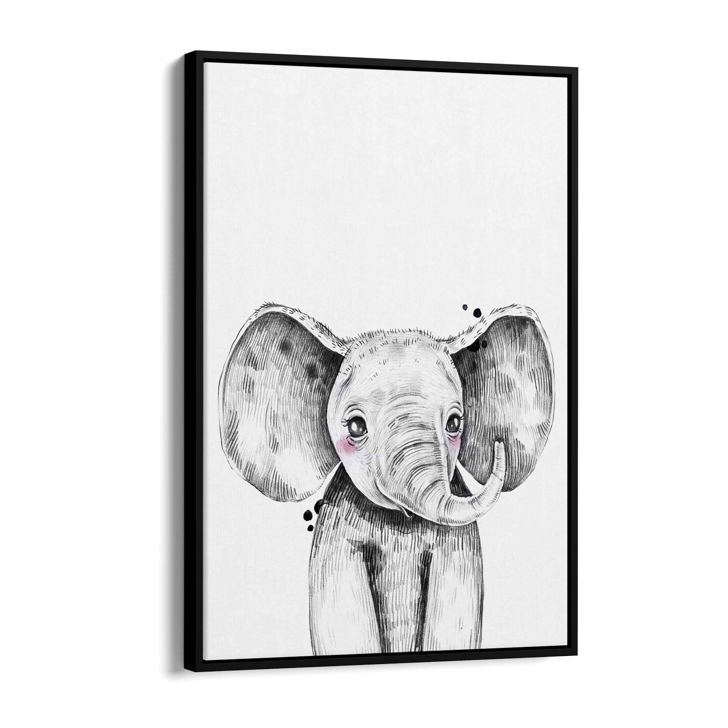 Cute Blushing Baby Elephant Nursery Animal Wall Art - The Affordable Art Company