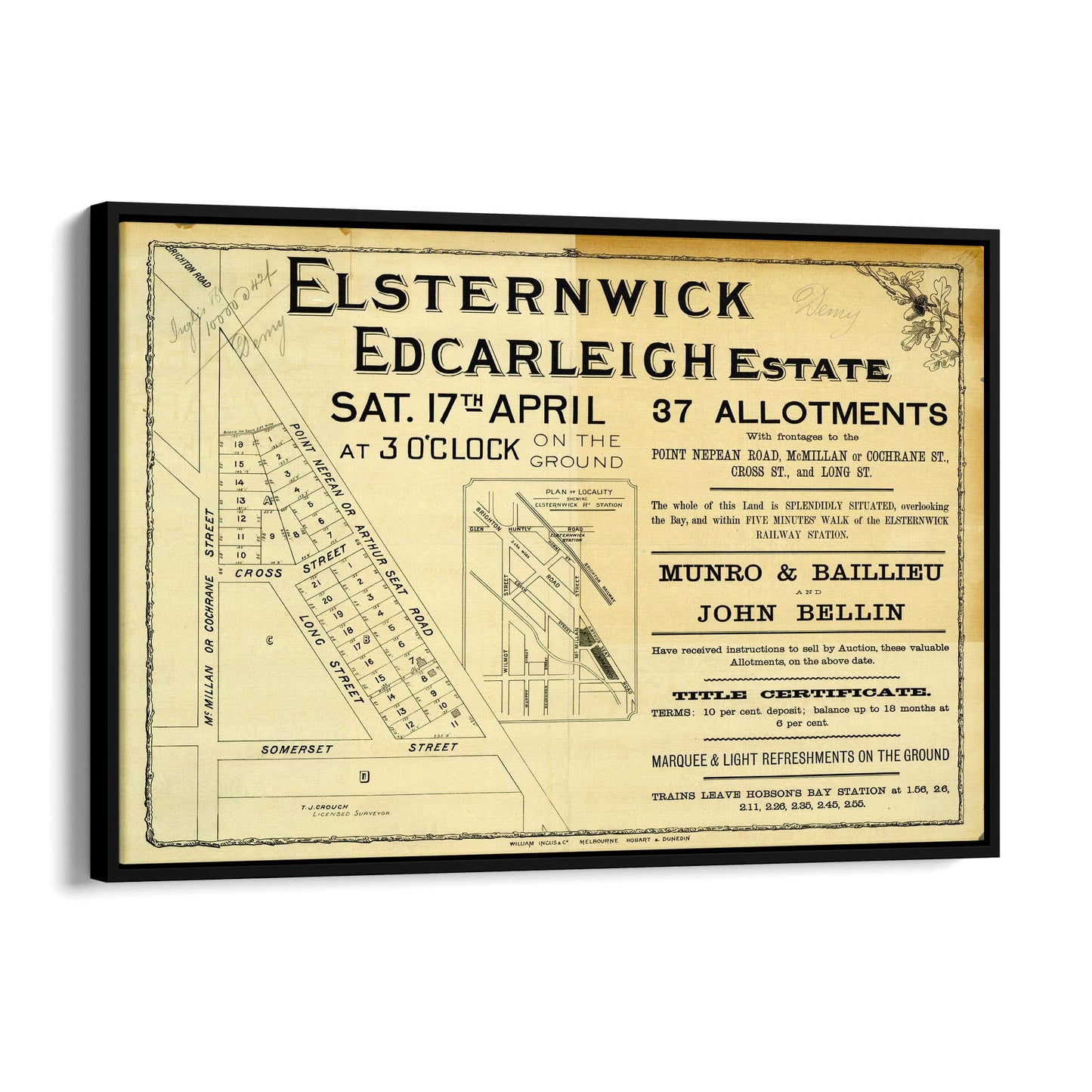 Elsternwick Melbourne Vintage Real Estate Advert Art - The Affordable Art Company