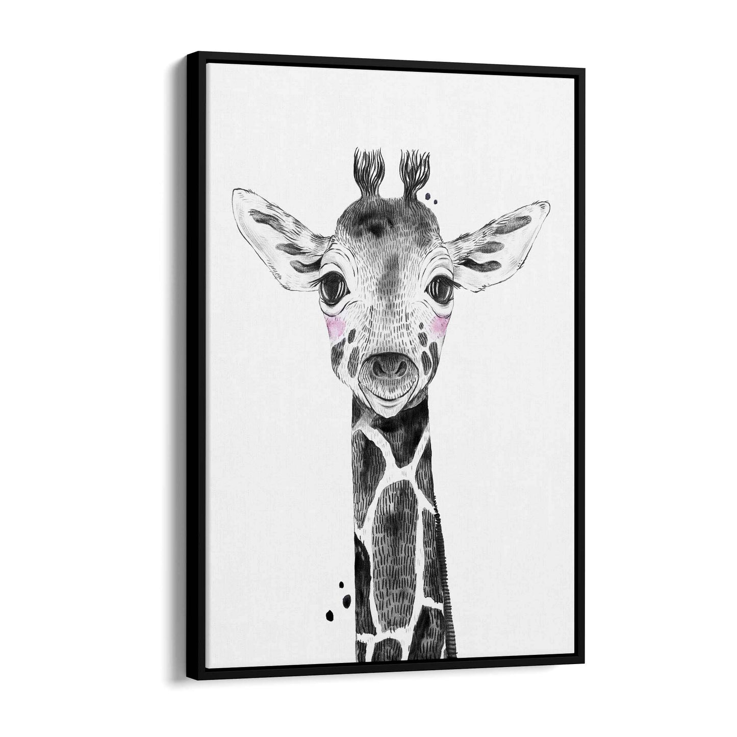 Cute Blushing Baby Giraffe Nursery Animal Wall Art - The Affordable Art Company