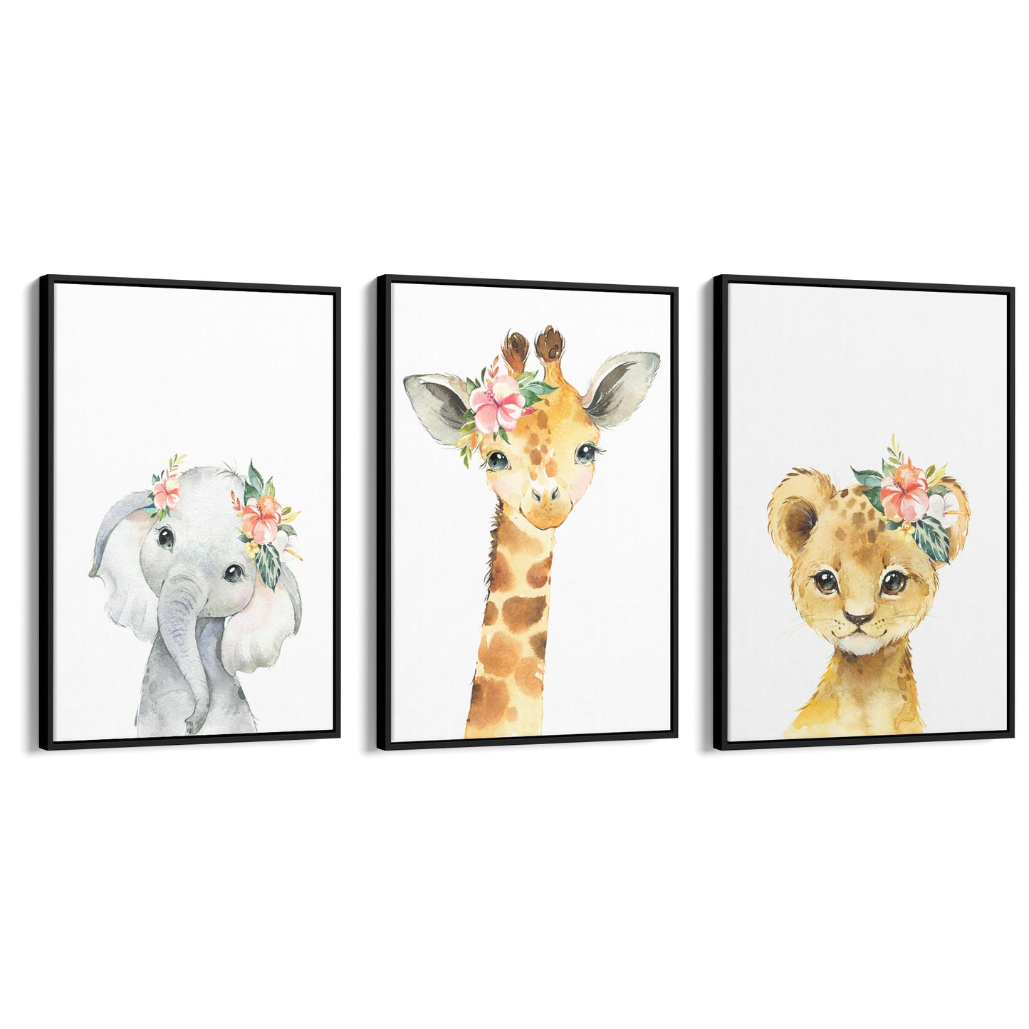 Set of Cute Baby Safari Animals Nursery Wall Art #3 - The Affordable Art Company