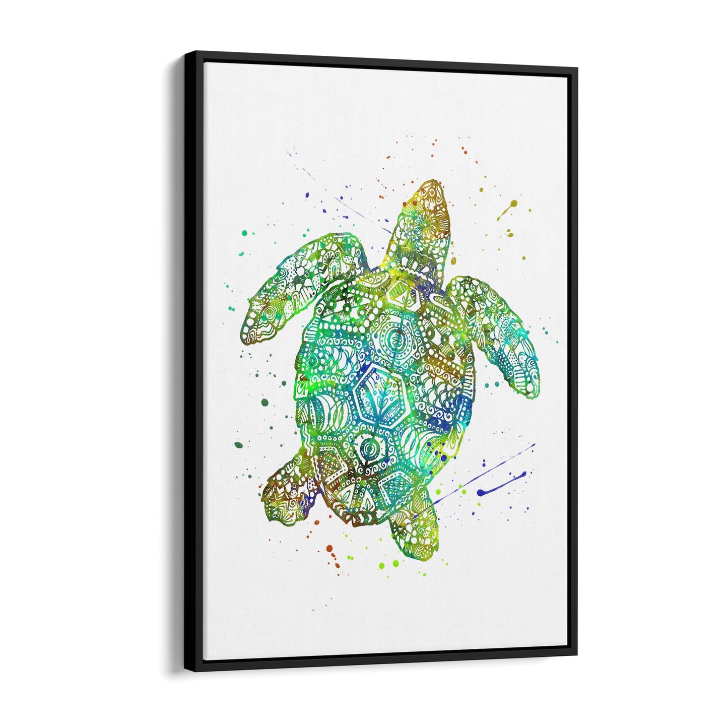 Green Sea Turtle Mandala Animal Wall Art - The Affordable Art Company