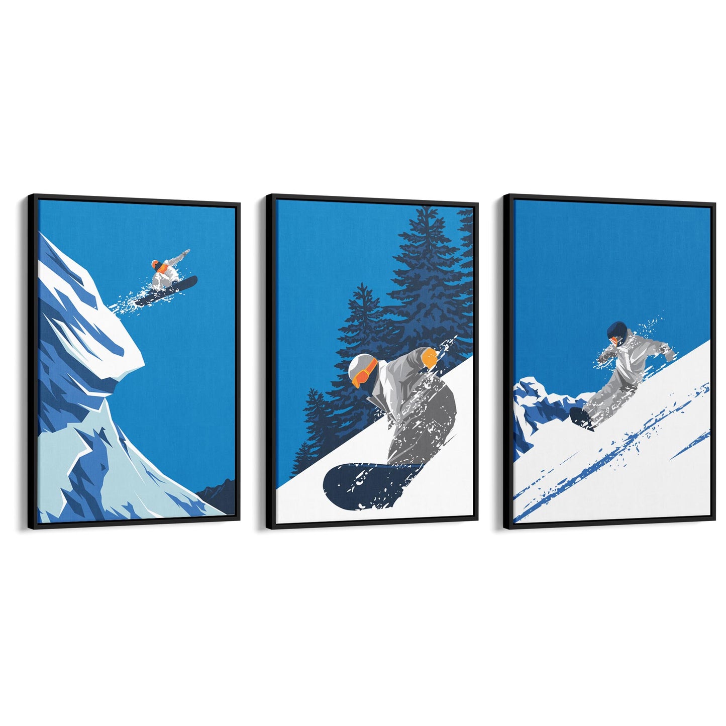 Set of Retro Snowboard Snow Ski Winter Wall Art - The Affordable Art Company