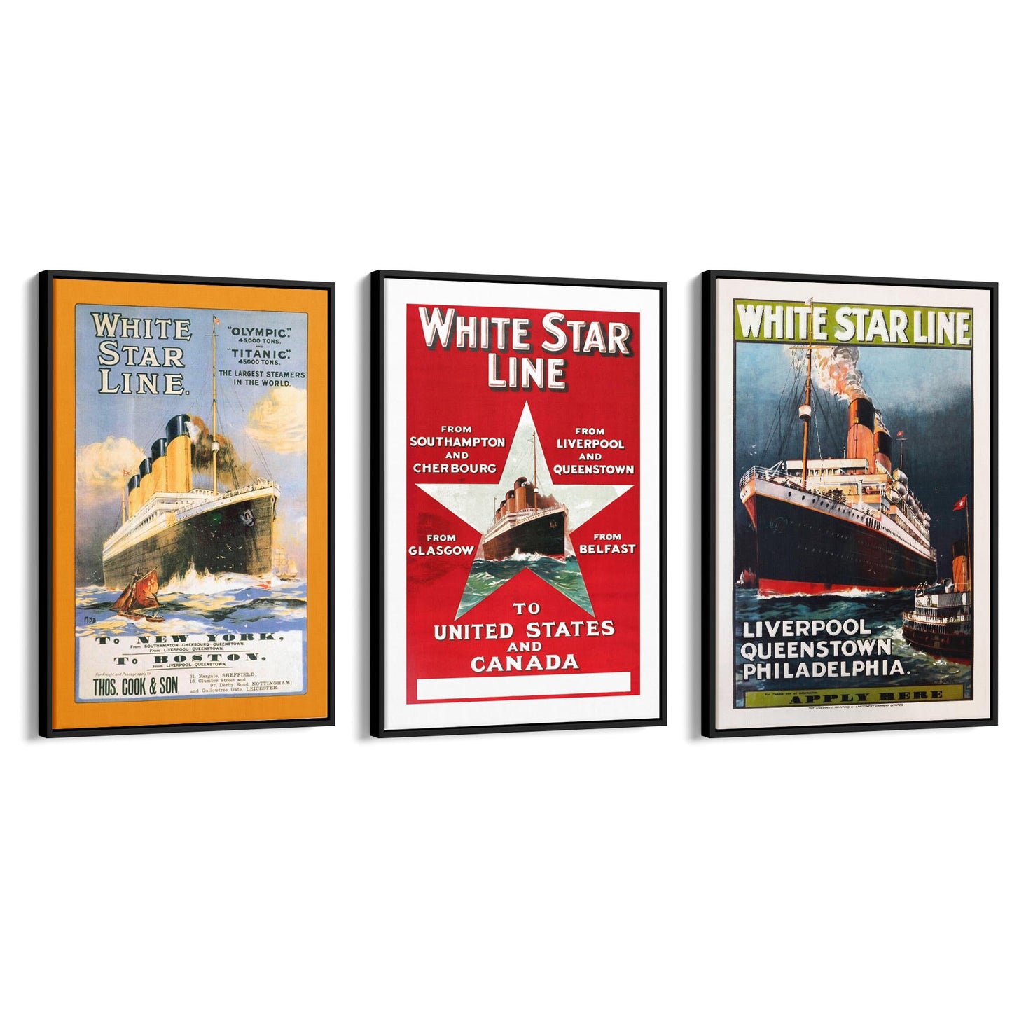 Set of Vintage White Star Line Advert Wall Art - The Affordable Art Company