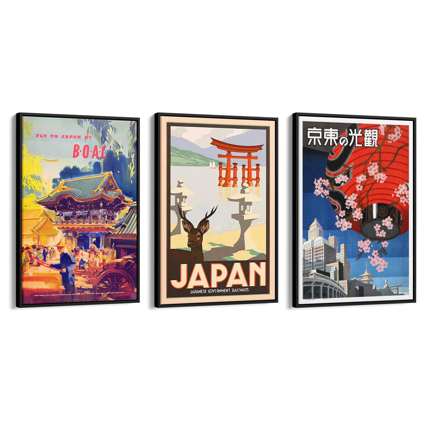 Set of Vintage Japanese Travel Advert Wall Art - The Affordable Art Company