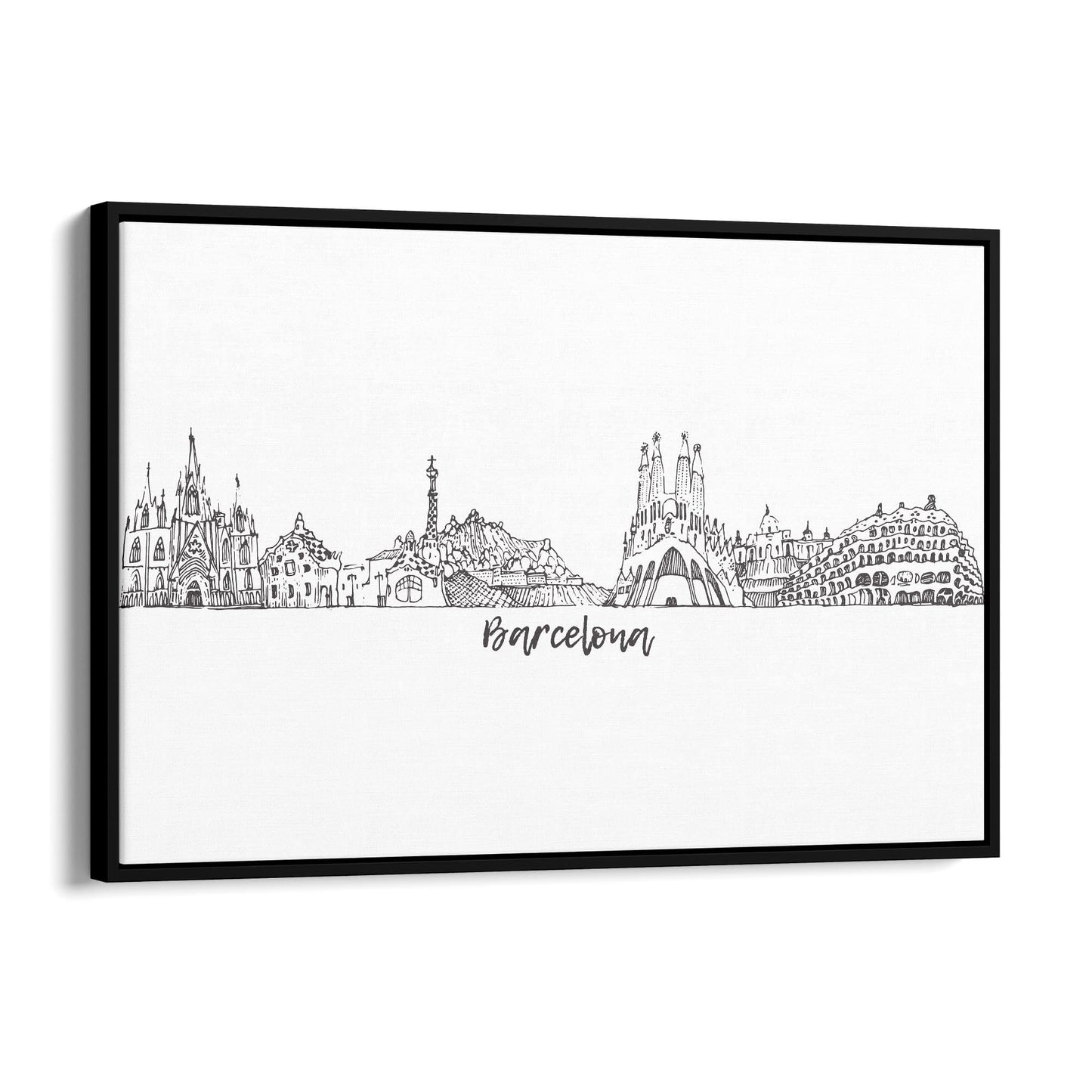 Barcelona Spain Minimal Drawing Cityscape Wall Art - The Affordable Art Company