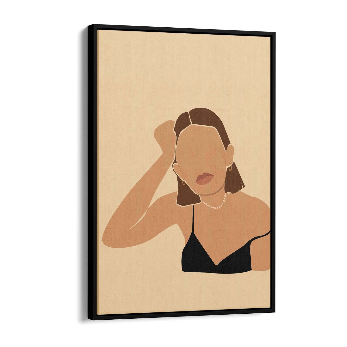 Abstract Brunette Girl Fashion Bedroom Wall Art - The Affordable Art Company