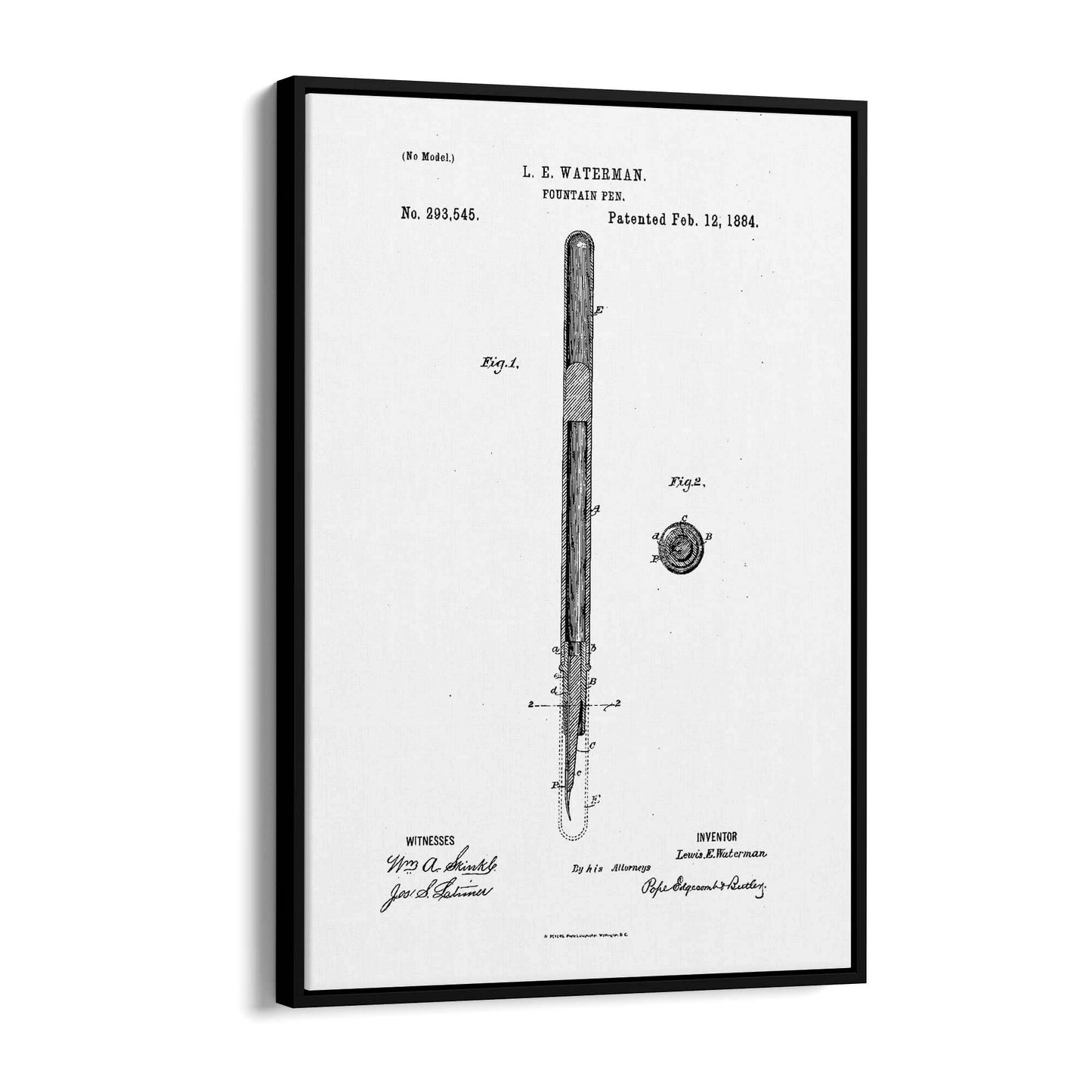 Vintage Fountain Pen Patent Artwork Wall Art #2 - The Affordable Art Company